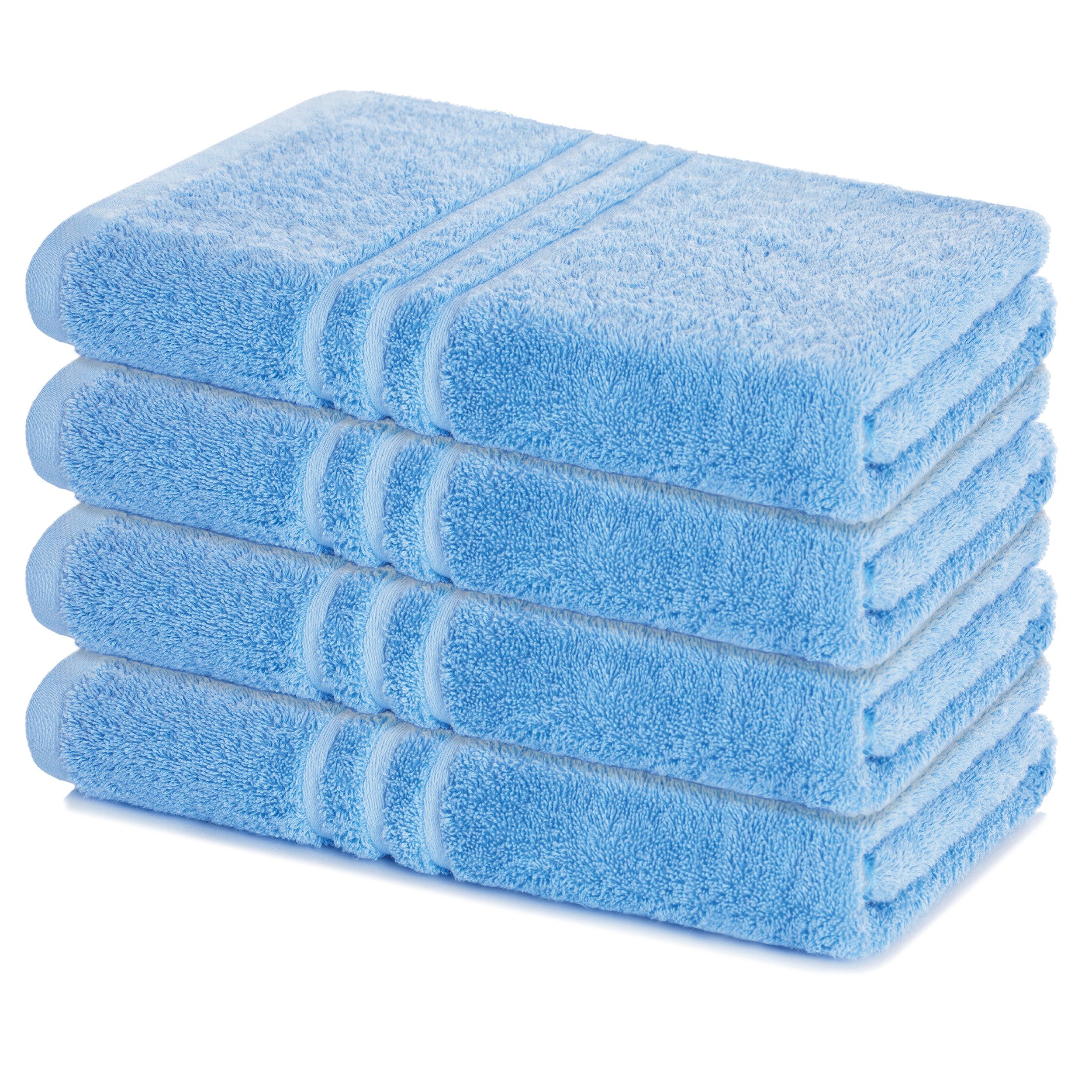 Lavea Duschtücher 4er Set Duschtuch 70 x 140 cm, Elena Frottee Handtücher, (Set, 4-St), Dusch-Handtuch, 500 g/m² Frottier, weich & saugstark, pflegeleicht