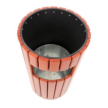 PROREGAL® Mülleimer Runder Abfallbehälter in Holzoptik, Außenberreich, 33L, Holzoptik