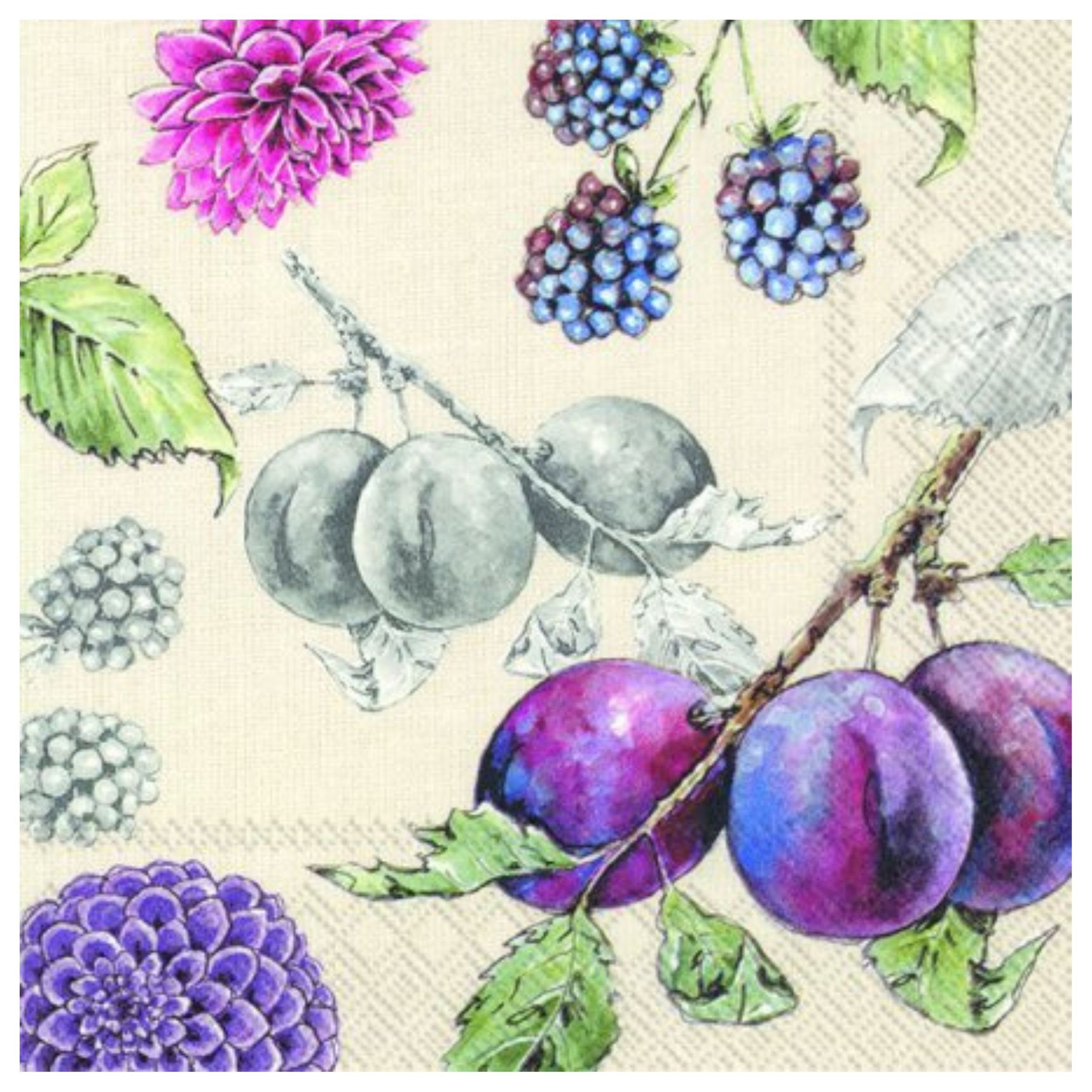 IHR Papierserviette Servietten Delicious Plum Pflaumen, 20 St.