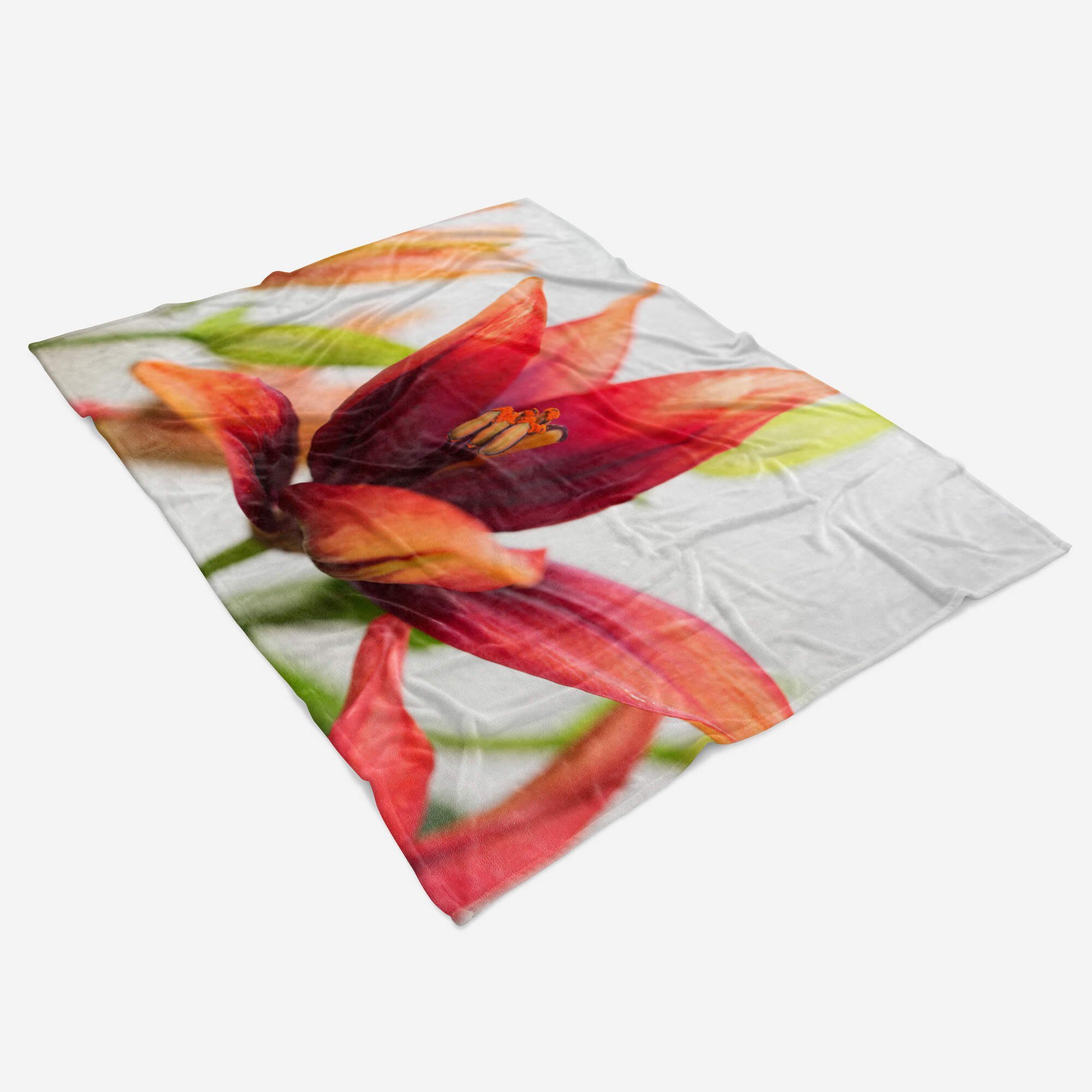 Sinus Art Kuscheldecke (1-St), mit Strandhandtuch Handtuch Baumwolle-Polyester-Mix Bl, Blume Exotische Saunatuch Fotomotiv Handtücher Handtuch