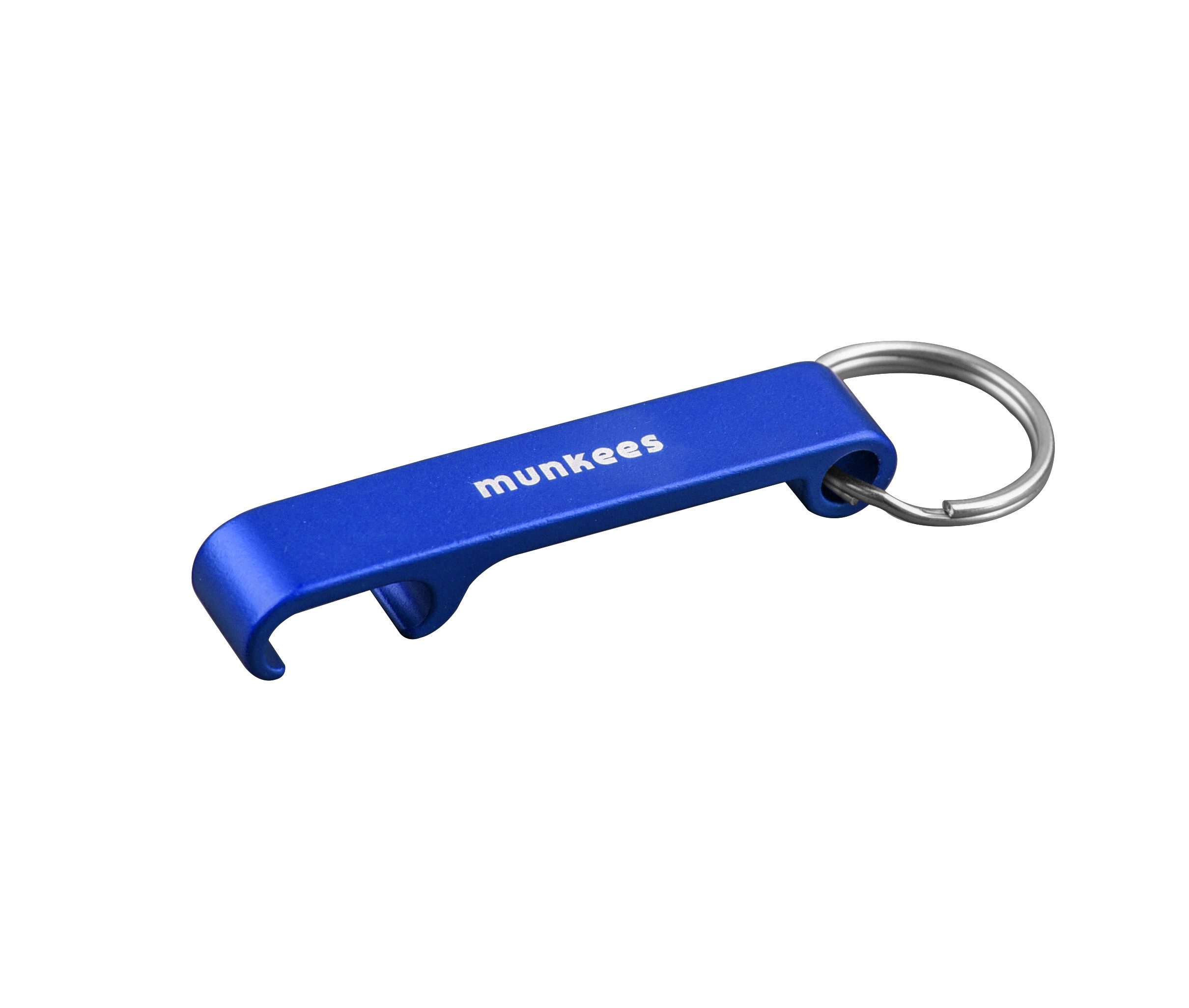 Munkees Flaschenöffner Flaschenöffner aus Aluminium, mit Schlüsselring, blau (Packung, 1-tlg), Flaschenöffner, Aluminium, Schlüsselanhänger, eloxiert