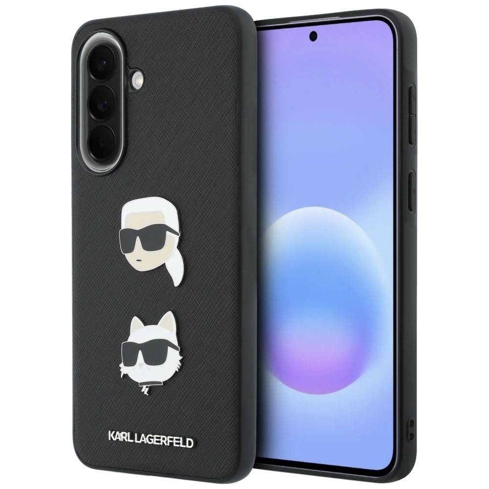 KARL LAGERFELD Handyhülle Galaxy A37 Kunstleder schwarz Logo Choupette Metall Pin 6,7 Zoll, Kantenschutz