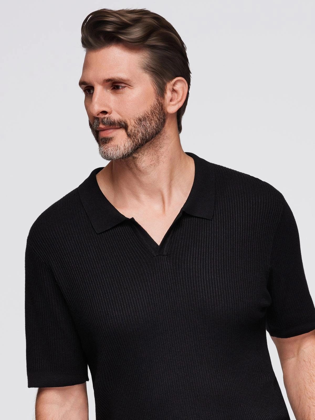 OMBRE Poloshirt Knopfloses Herren-Poloshirt mit offenem günstig online kaufen
