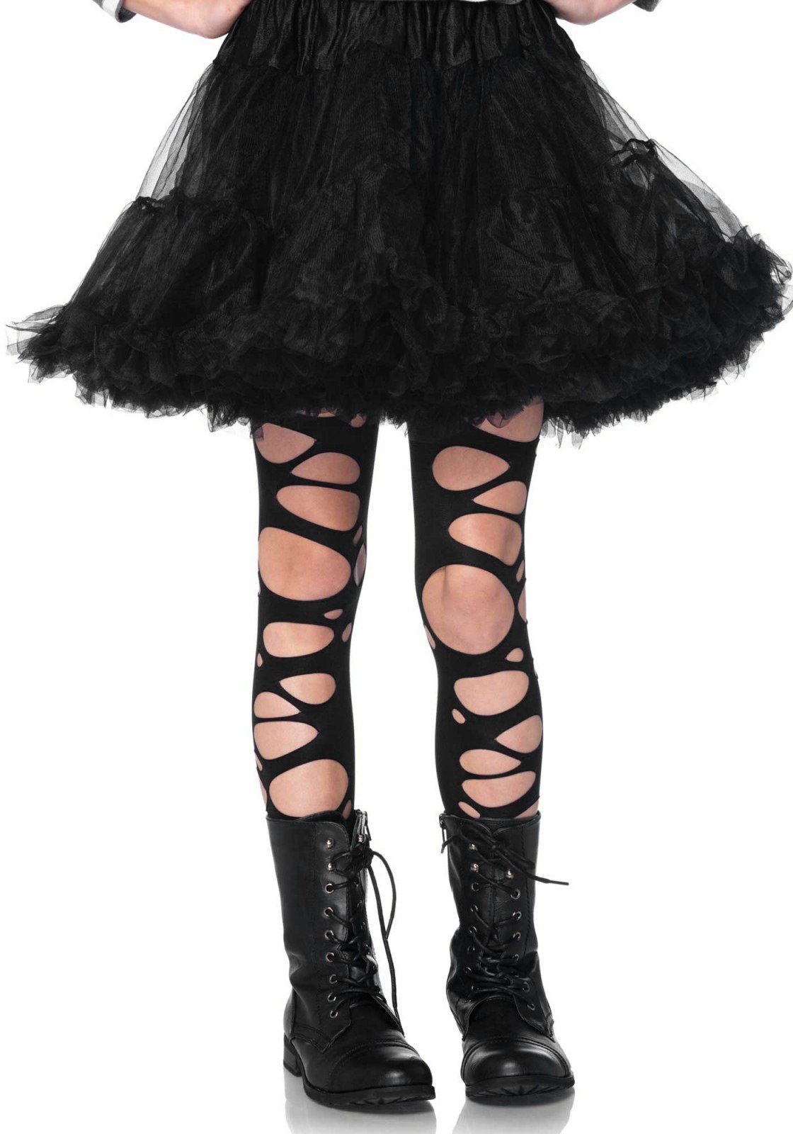 Leg Avenue Strumpfhose Zerrissene Netzstrumpfhose für Kinder schwarz (1 St) Ob Punk, Hexe oder Popstar: damit macht man einen großen Aufriss!