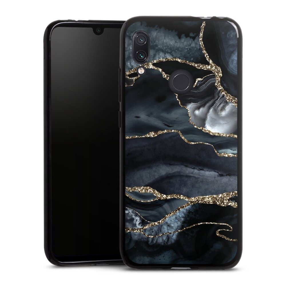 DeinDesign Handyhülle Glitzer Look Marmor Trends Dark marble gold Glitter look, Xiaomi Redmi Note 7 Silikon Hülle Bumper Case Handy Schutzhülle