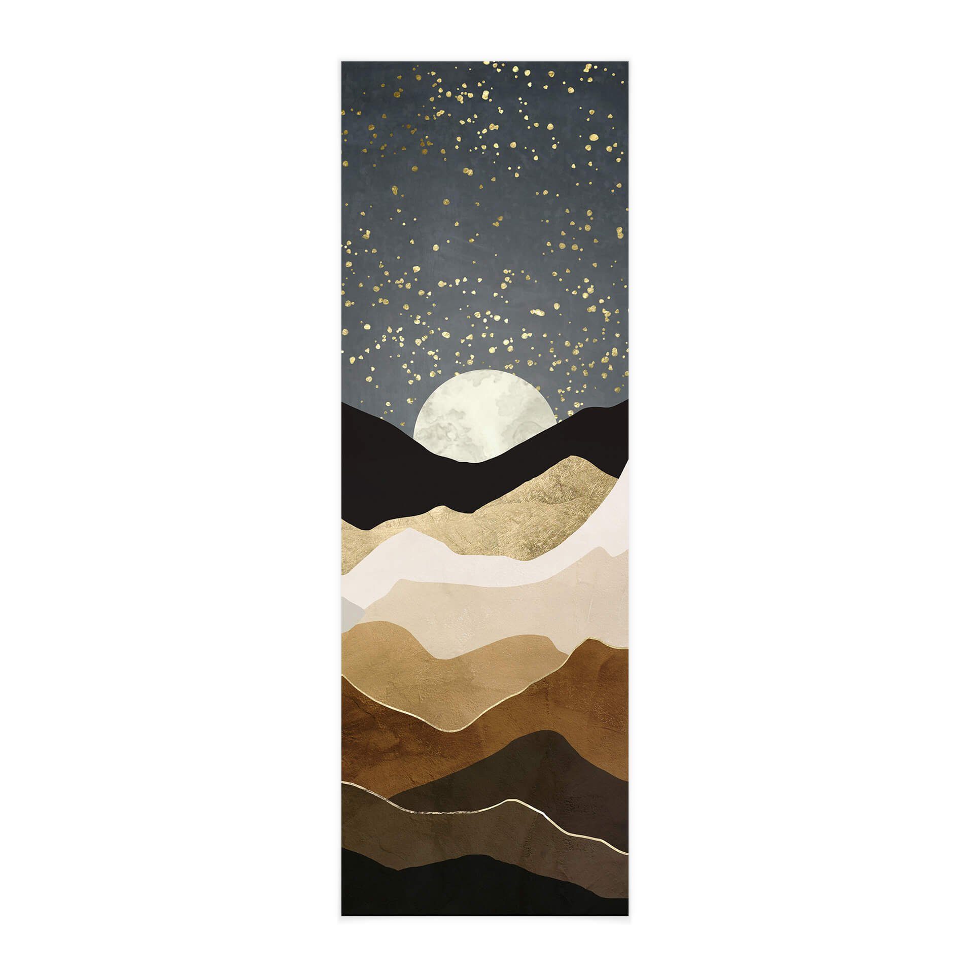 K&L Wall Art Leinwandbild Vintage Stoffbild Poster Natur Berge gold Mond Feng Shui Deko, SpaceFrog Banner modern ohne Zubehör