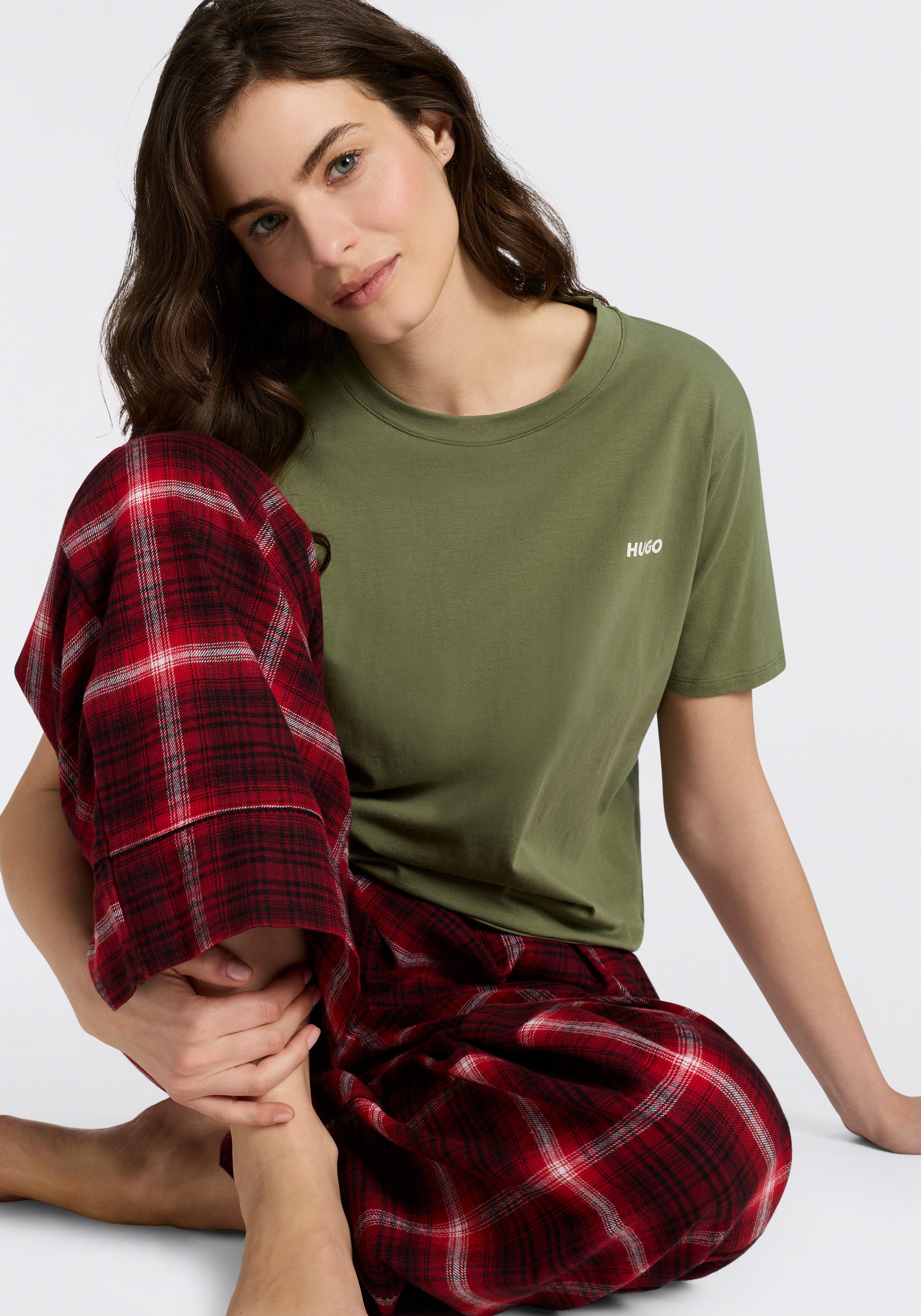 HUGO T-Shirt mit rundem Ausschnitt, regular fit, toniges Markenlogo