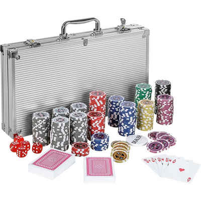 GAMES PLANET Spiel, Games Planet® Pokerkoffer aus Aluminium, Pokerset aus Aluminium, 300x 12g Laser-Chips mit Metallkern, Farbwahl