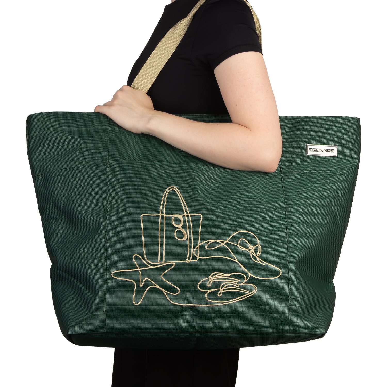 anndora XL-Strandtasche Schultertasche Freizeittasche 40 Liter, Geräumig – Stabil – Mit Reißverschluss – Innen- & Außenfach – Bild 5 von 5