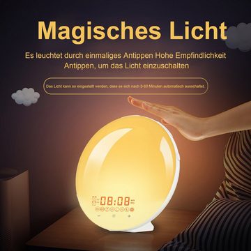 MUPOO Radiowecker Wake Up Light Led Sonnenaufgang Wecker Nachttischlampe mit FM, USB Bestes Geschenk für Familienliebhaber und Kinder