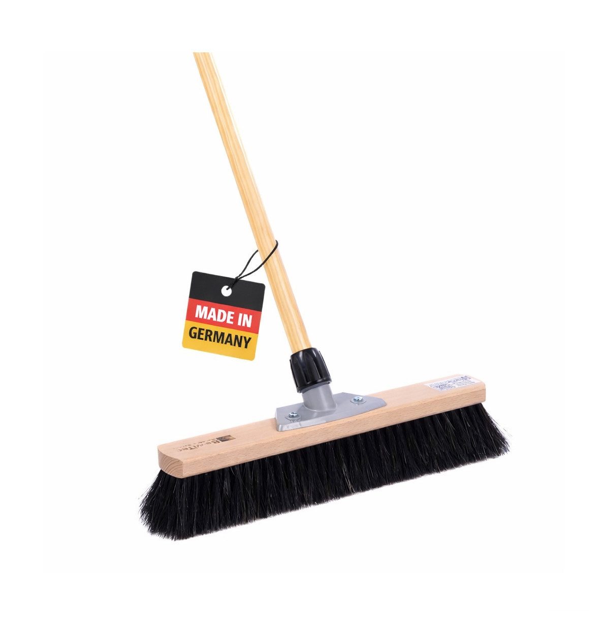 BawiTec Kehrgarnitur Rosshaarbesen mit Holstiel XXL Zimmerbesen Haushaltsbesen Stubenbesen, Fliesen, Laminat, Vinylböden, Steinzeug, PVC-Böden, Parkett, sehr weiche Borsten