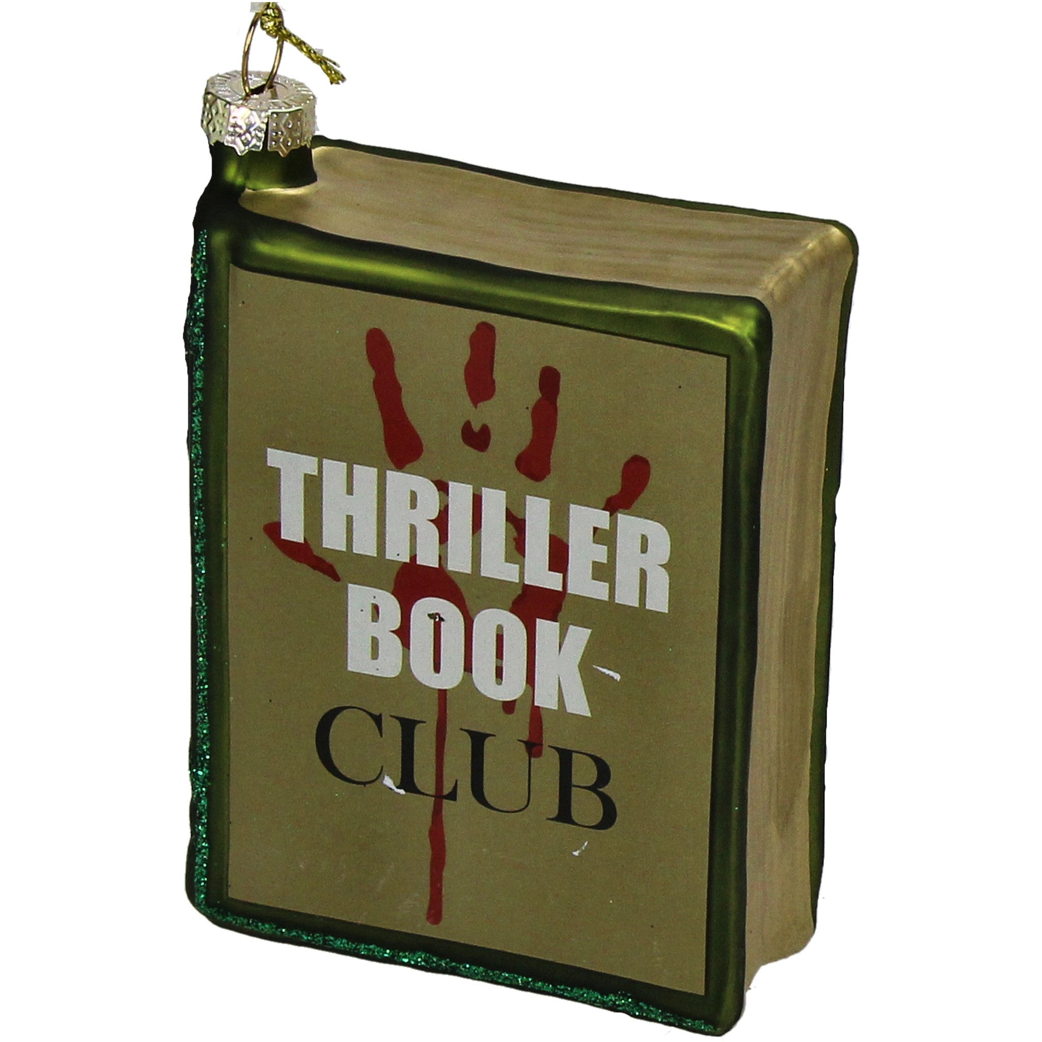 HD Collection Christbaumschmuck, Christbaumschmuck Glas 10cm Buch Thriller Figur Grün