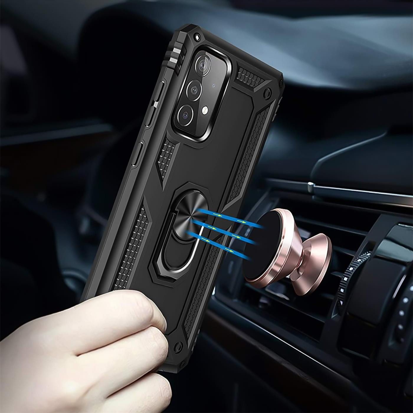 CoolGadget Handyhülle Armor Shield Case für Samsung Galaxy A52 4G/5G, A52s 5G 6,5 Zoll, Outdoor Cover Ringhalterung Handy Hülle für Samsung A52, A52s 5G – Bild 4 von 5