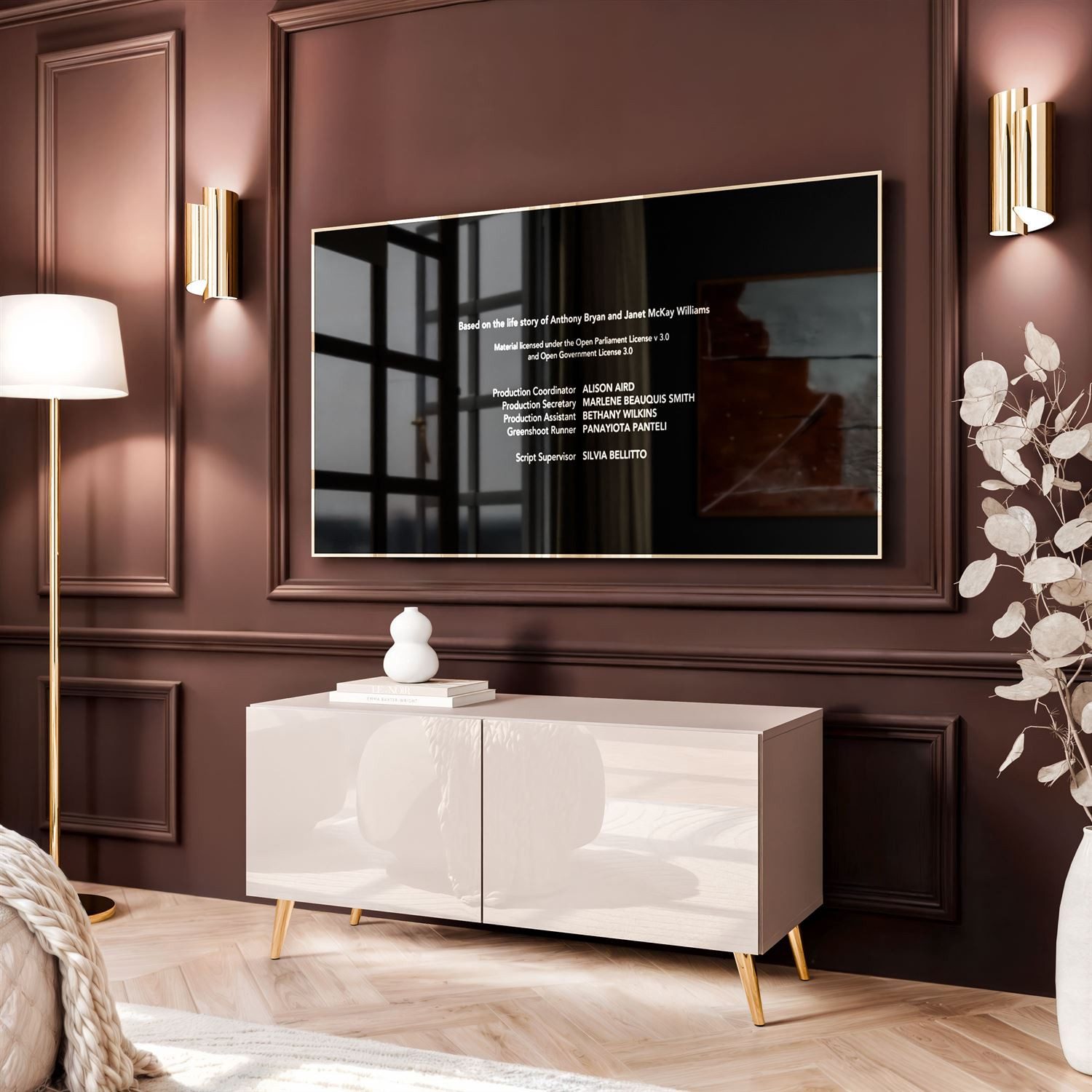 Lookway TV-Schrank COLGANTE 100 Kaschmir Hochglanz mit Metallbeinen günstig online kaufen