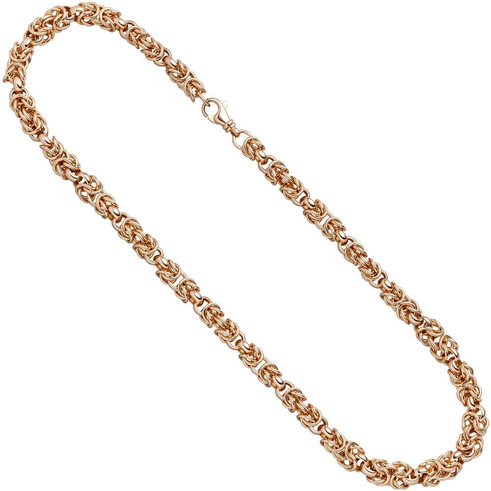 Schmuck Krone Königskette 7,2mm Königs-Erbskette, 925 Silber rotvergoldet, 50cm, Silber 925