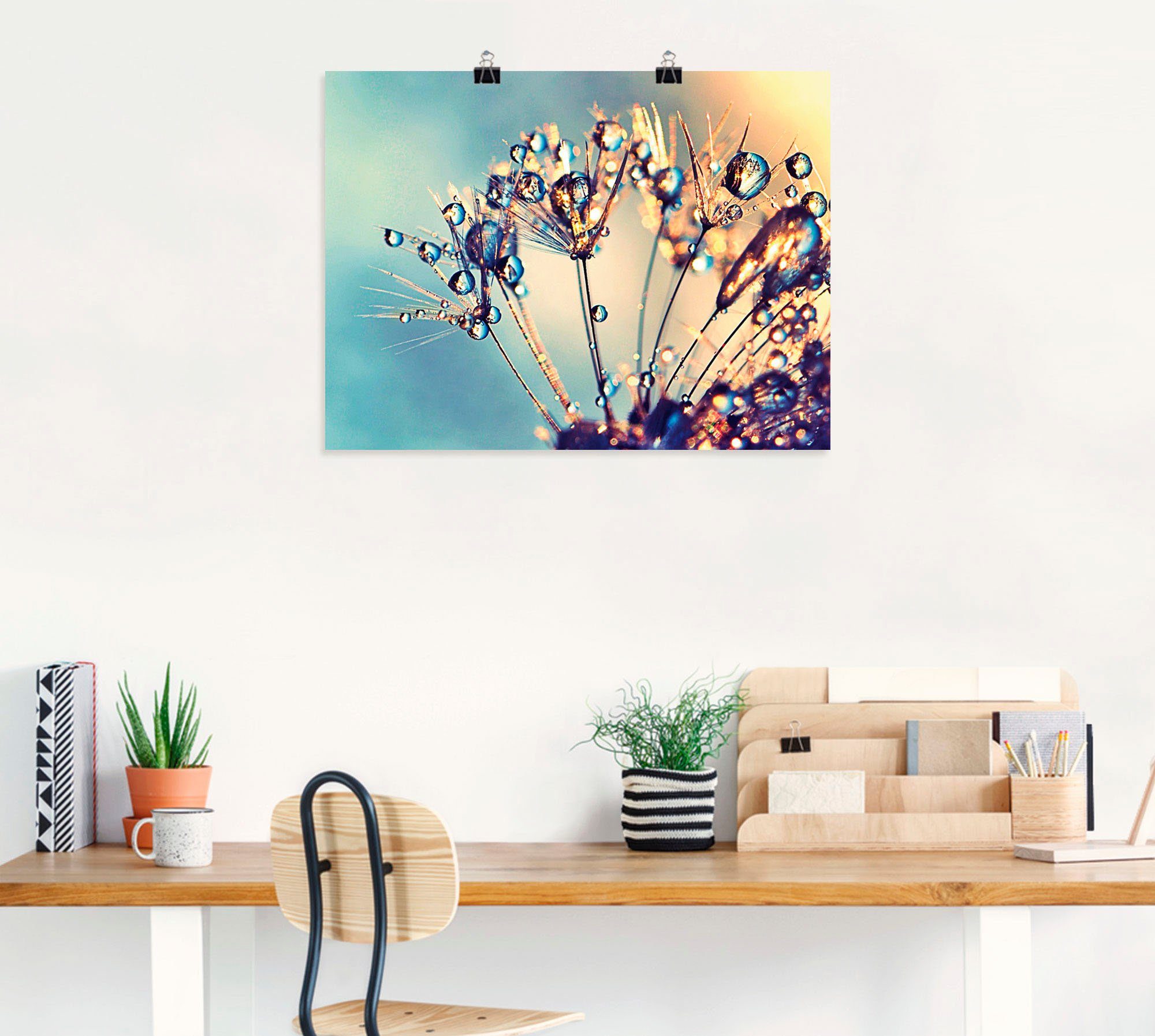 Blumen Größen Wandbild Glitzertau, oder Artland in (1 Wandaufkleber als Leinwandbild, versch. Poster St), Pusteblume