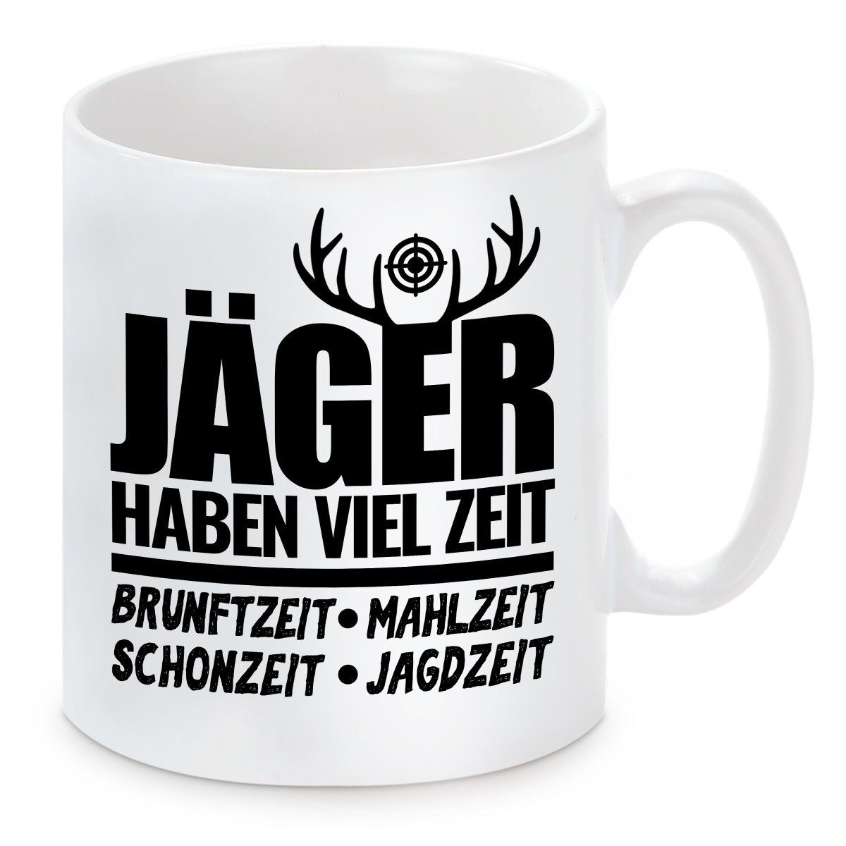 Herzbotschaft Tasse Kaffeebecher mit Motiv Jäger, Keramik, Kaffeetasse spülmaschinenfest und mikrowellengeeignet