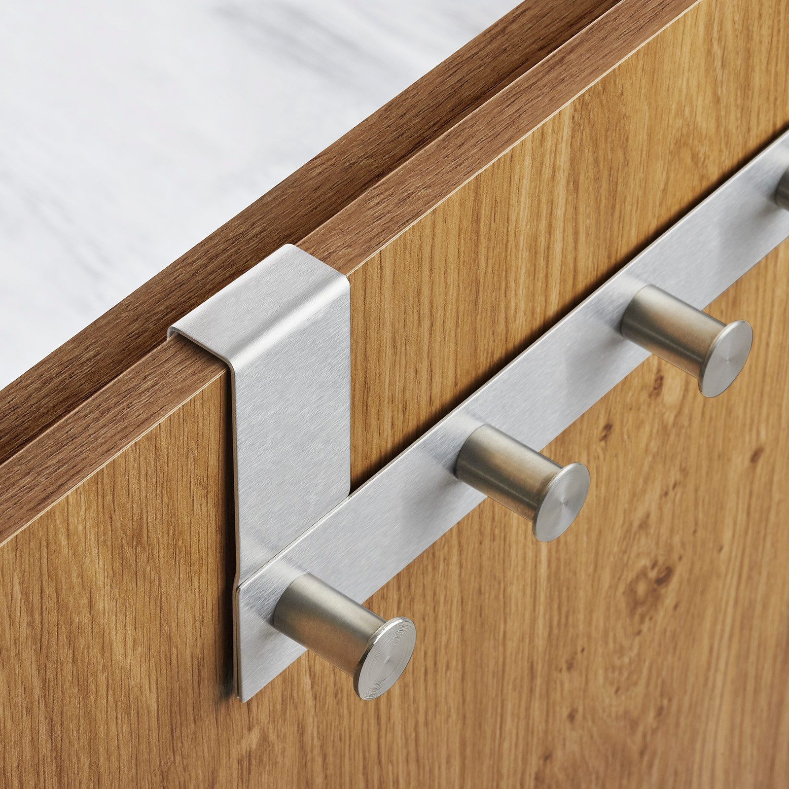 SO-TECH® Türgarderobe Garderobenleiste LINEA 380 x 110 mm, mit 6 Haken Türhaken, (Spar-Set, 2-St), Edelstahl matt gebürstet, für 40 mm Türen ohne Falz – Bild 4 von 5