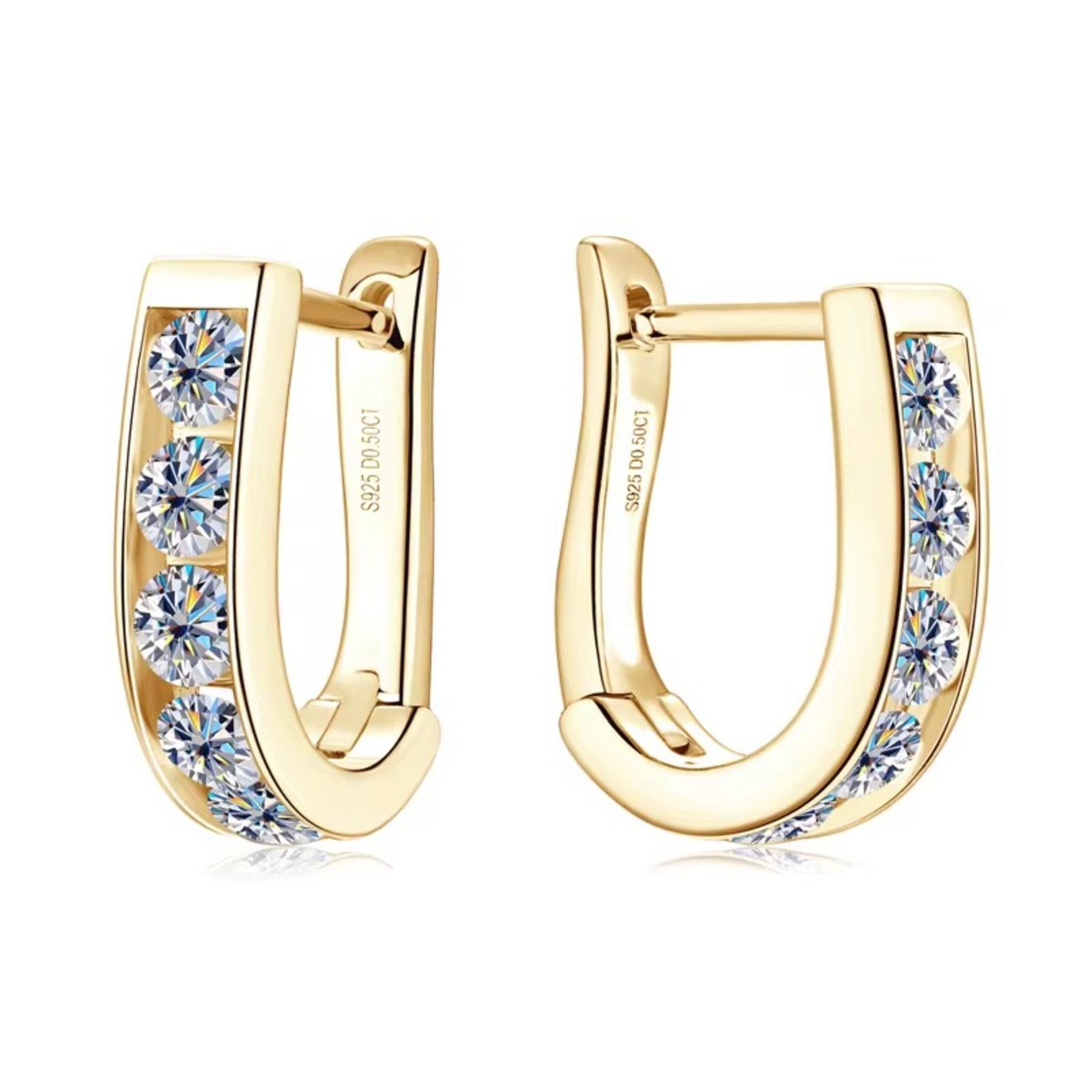 ROUGEMONT Paar Creolen Exklusive klassische Moissanit Creolen 925 Silber 18K Gold, Echtschmuck – Bild 5 von 5