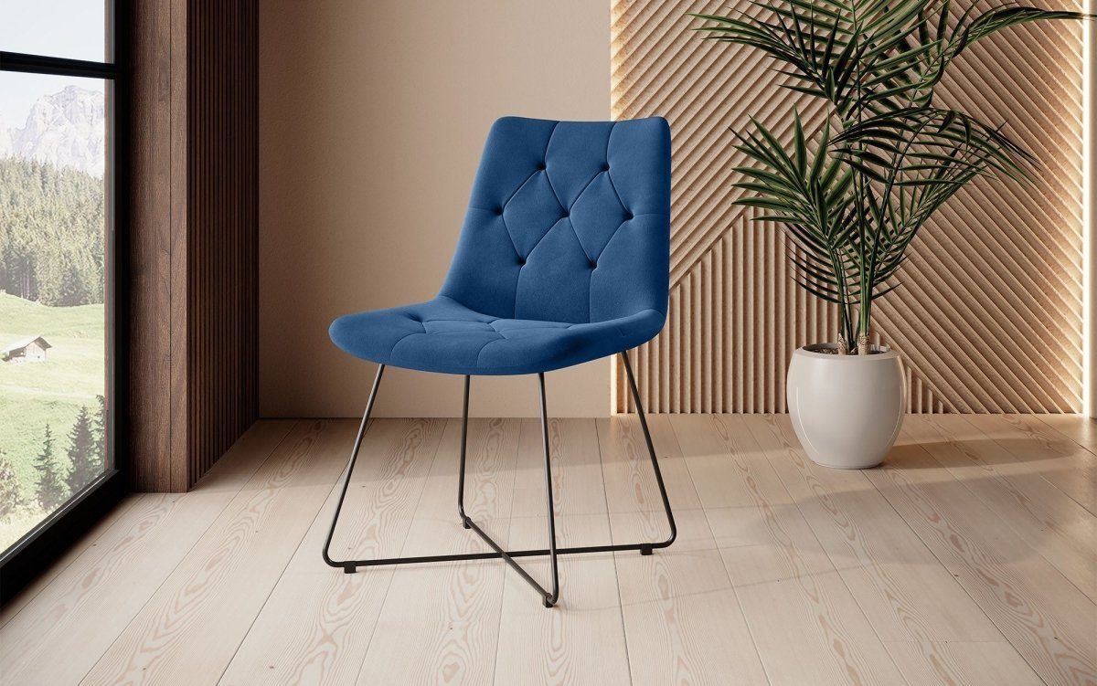 Baidani Luxusbetten24 Stuhl Designer Stuhl Portofino, Sitzschalen mit verschiedenen Gestellen Blue