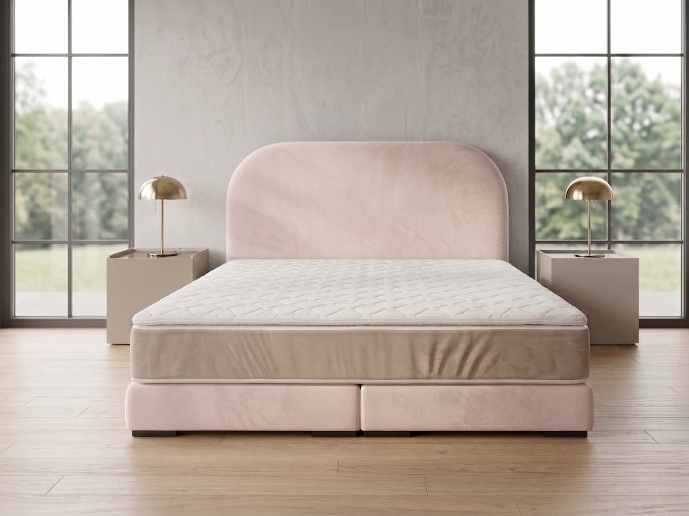 A&J MöbelLand GmbH Polsterbett LEON mit Kopfteil - Stilvolles Bettgestell für Ihr Schlafzimmer (Länge: 209 cm, Höhe Kopfteil: 110 cm, 4 Kopfteil-Varianten, 7 Größen zur Auswahl, Modernes Design, TOP ANGEBOT!, Inklusive Bettgestell), Komplettgestell-Set
