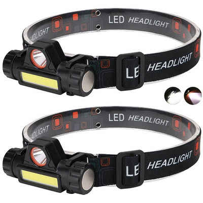 LETGOSPT LED Stirnlampe LED Stirnlampe Wiederaufladbar Kopflampe IPX4 Wasserdicht (Geeignet für Camping, Joggen und Wandern), Winkel und Kopfband einstellbar