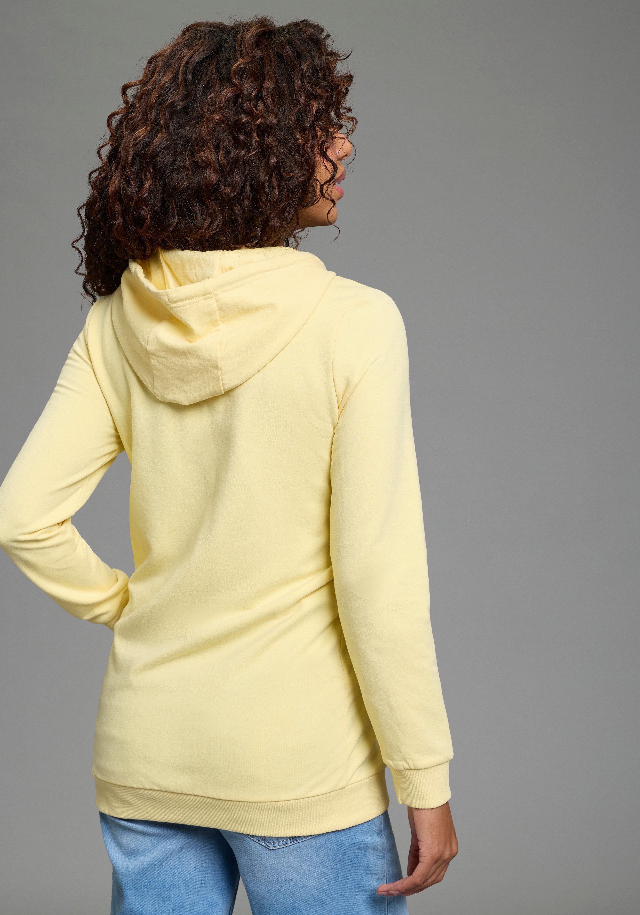 Flashlights Sweatjacke in langer Form mit Zipper günstig online kaufen