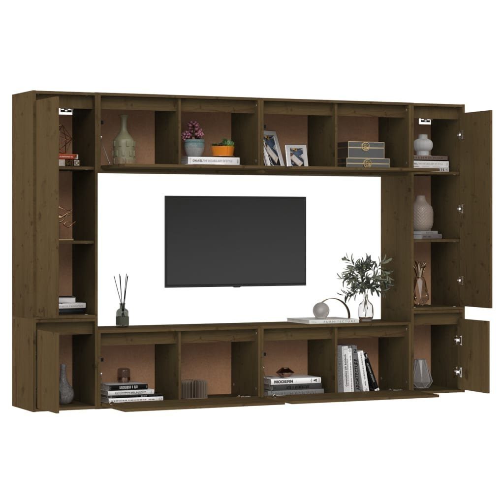 8 Honigbraun vidaXL Massivholz Kiefer Stk. TV-Schrank (8-St) TV-Schränke