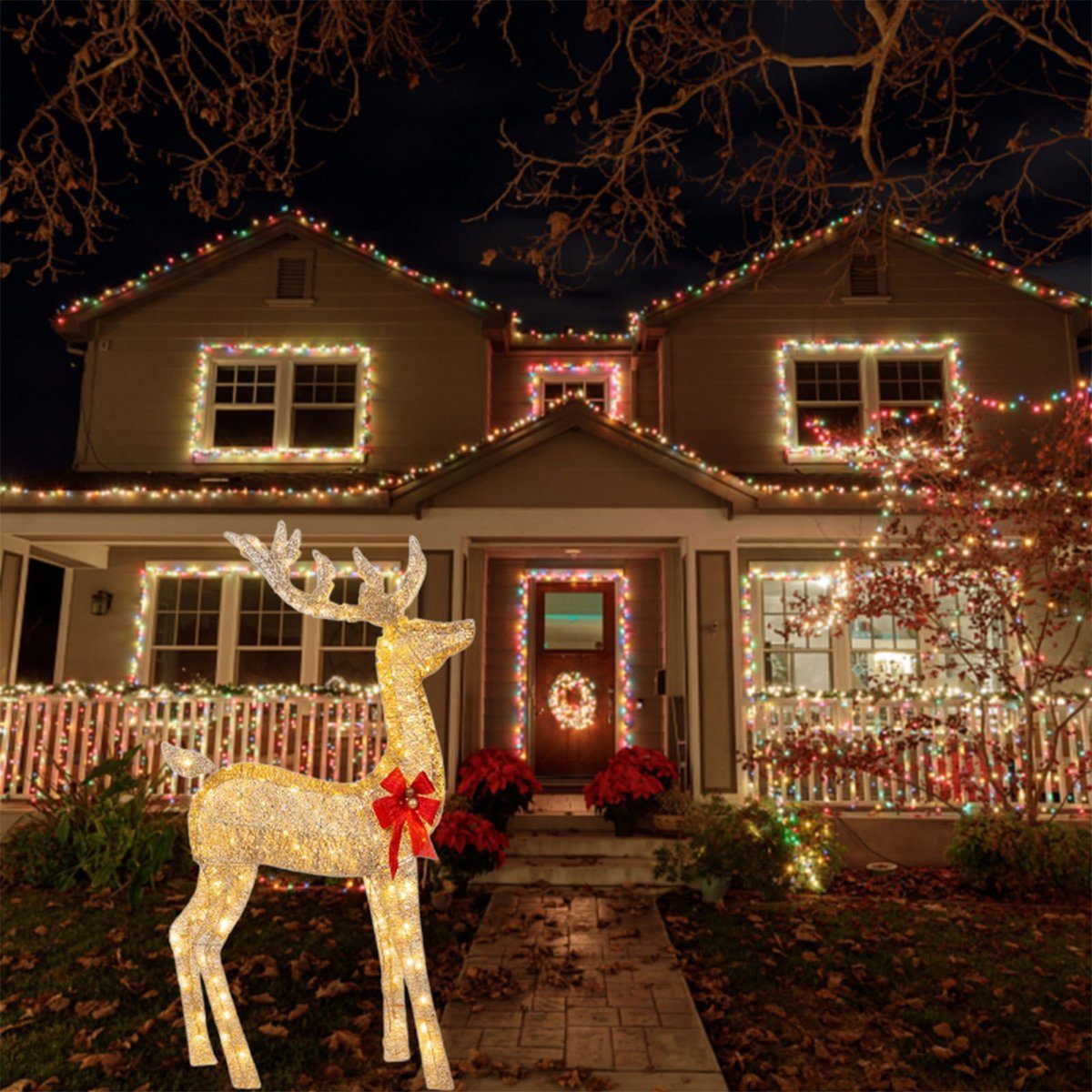 autolock Weihnachtsfigur 1Pcs Weihnachtsbeleuchtung LED Rentier Aussen Beleuchtet, Weihnachtshirsch Weihnachtsdeko für Außen Innen