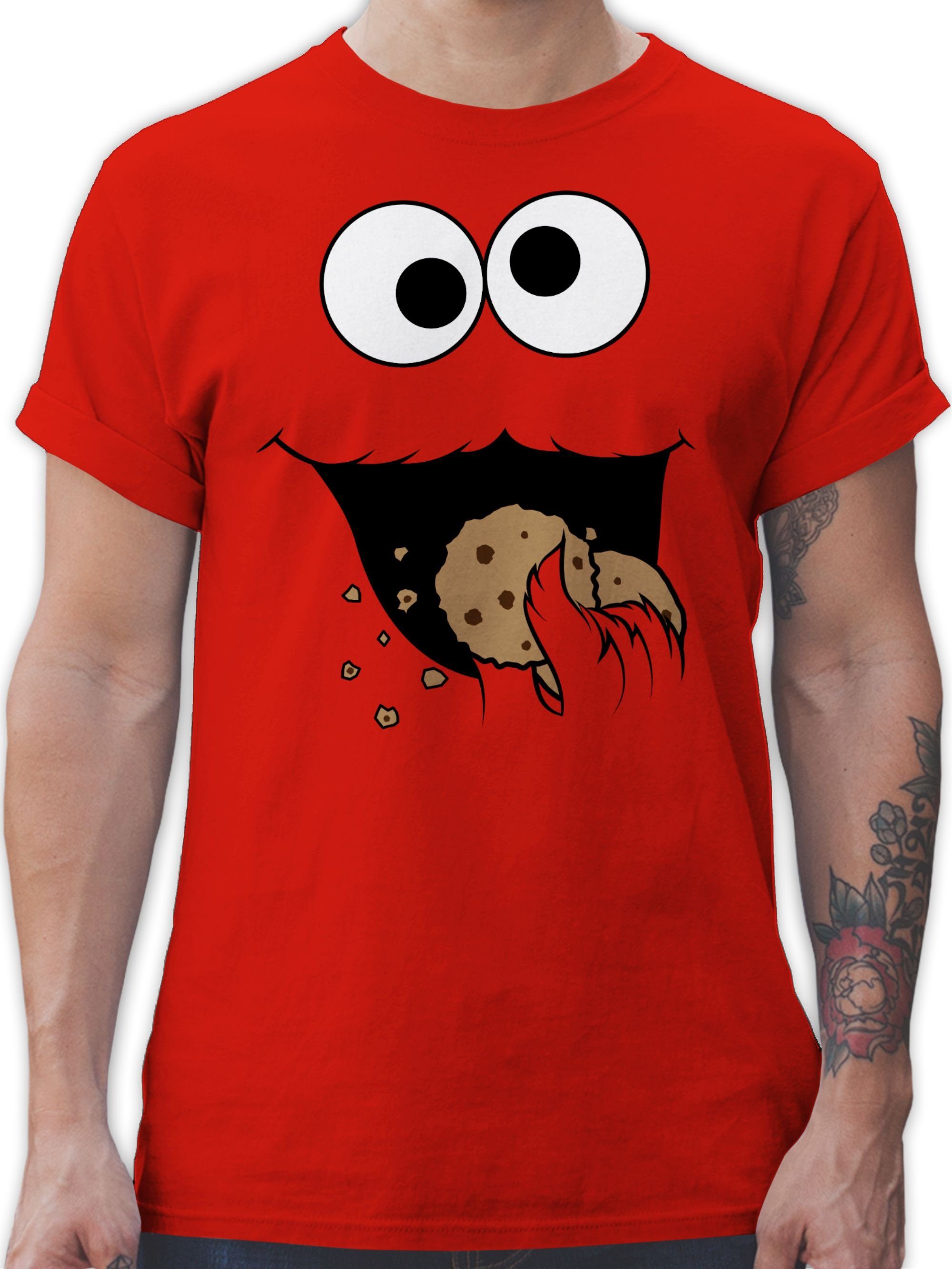Shirtracer T-Shirt Keks-Monster Karneval & Fasching 2 Rot