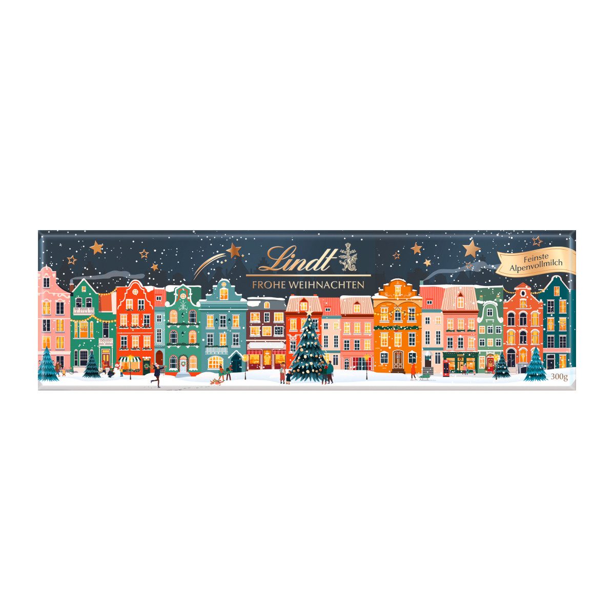 LINDT Schokolade, Lindt Winterhäuser Tafel Milchschokoalde winterliches Design 300g