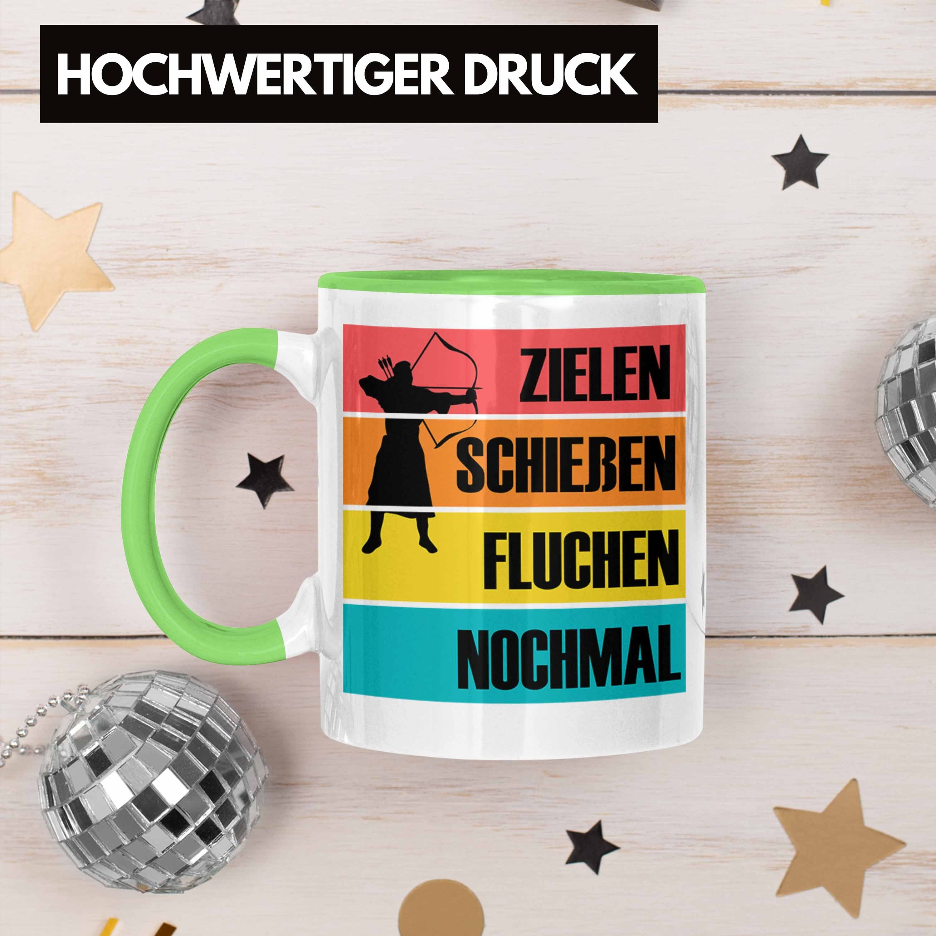 Tasse Bogenschütze Bogenschießen Geschenk Trendation Tasse Spruch und für B Grün Pfeil - mit