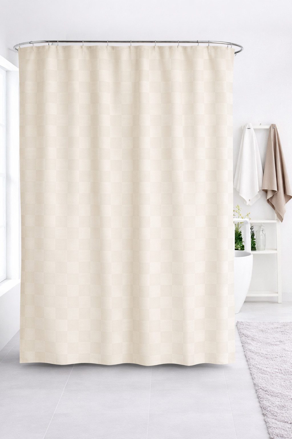 Euroshowers GmbH Duschvorhang hochwertig verarbeitet mit 12 Duschvorhangringen und Metallösen Breite 180 cm