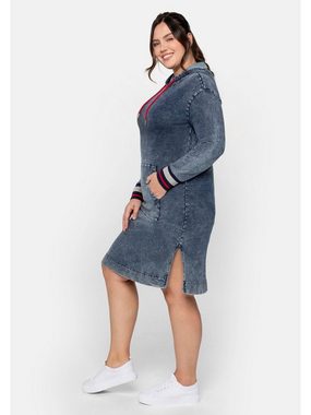 Sheego Sweatkleid Große Größen in Moonwashed-Denim-Optik