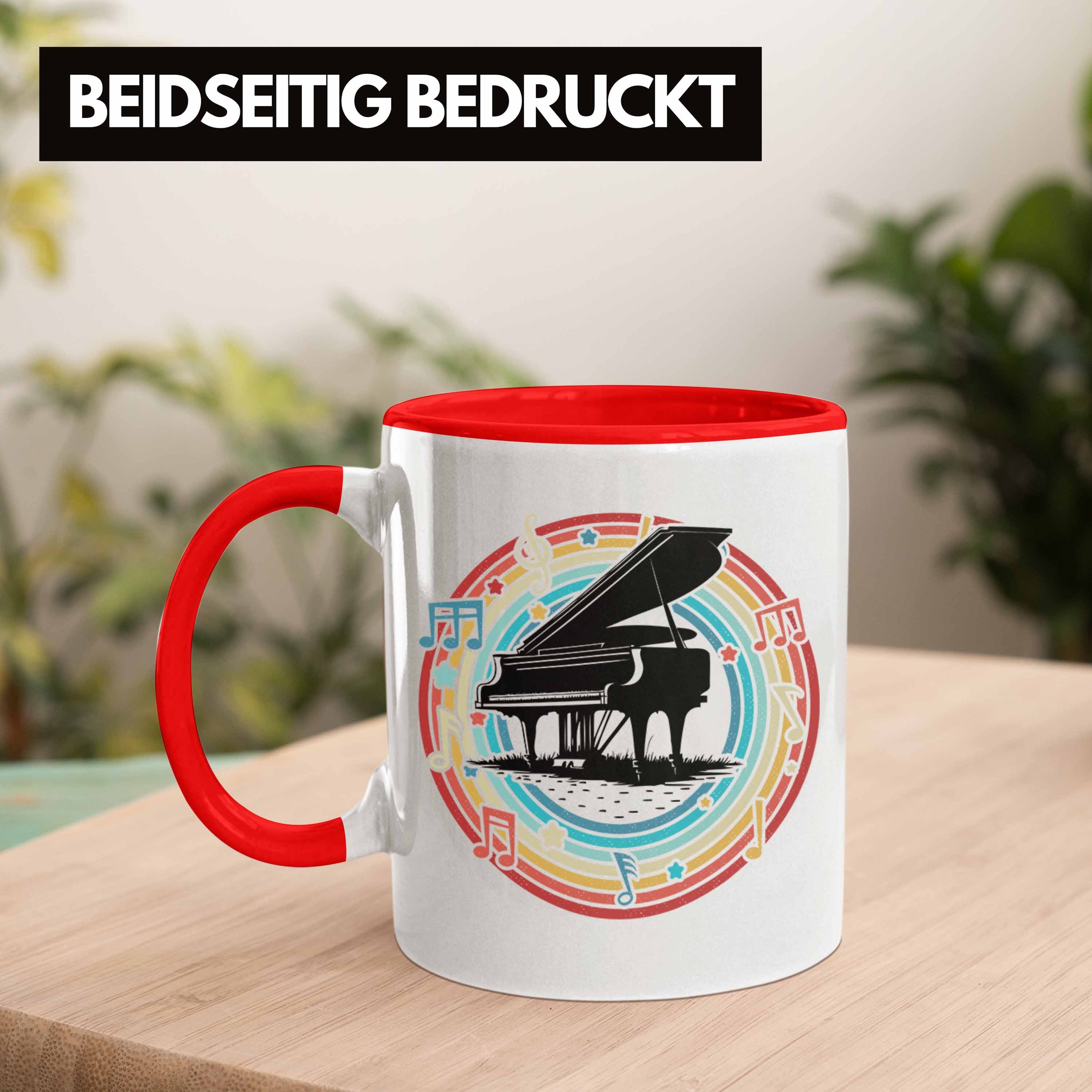 Trendation Tasse Piano-Spieler Tasse Geschenkidee Rot Klavier Geschenk Flügel Kaffee-Becher