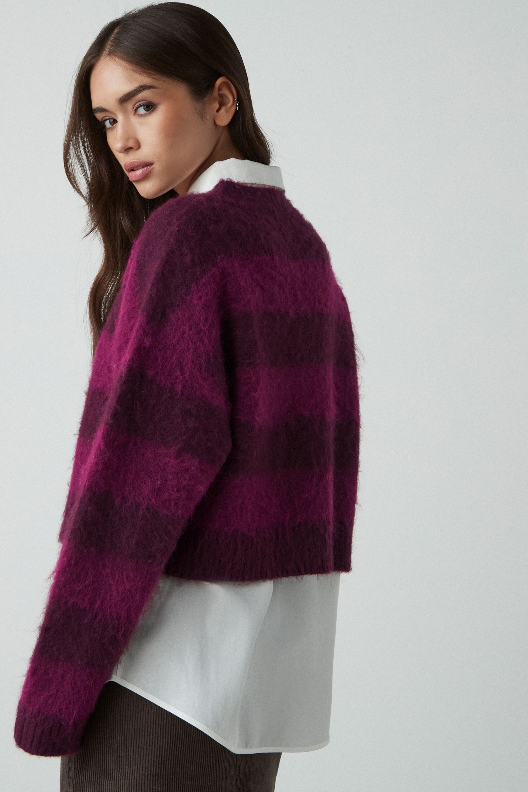 Next 2-in-1-Pullover Weicher, angerauter Strickpullover mit Hemdlage (2-tlg günstig online kaufen