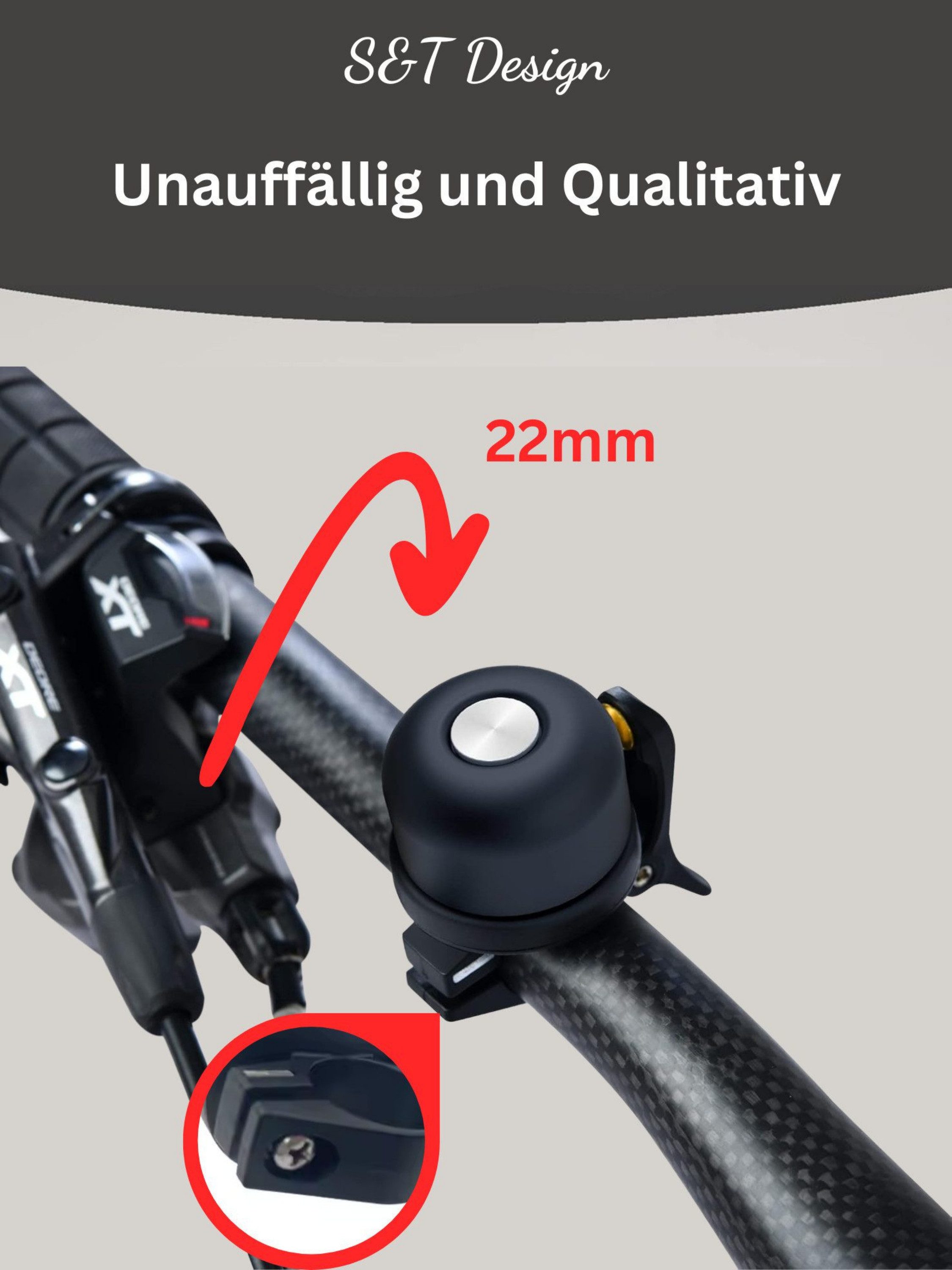 RUHE Fahrradklingel Fahrradklingel Für Apple AirTag und Android Tag versteck, (22mm ø, einfache Montage) AirTag Halterung In Klingel Versteckt, Fahrrad Diebstah – Bild 5 von 5