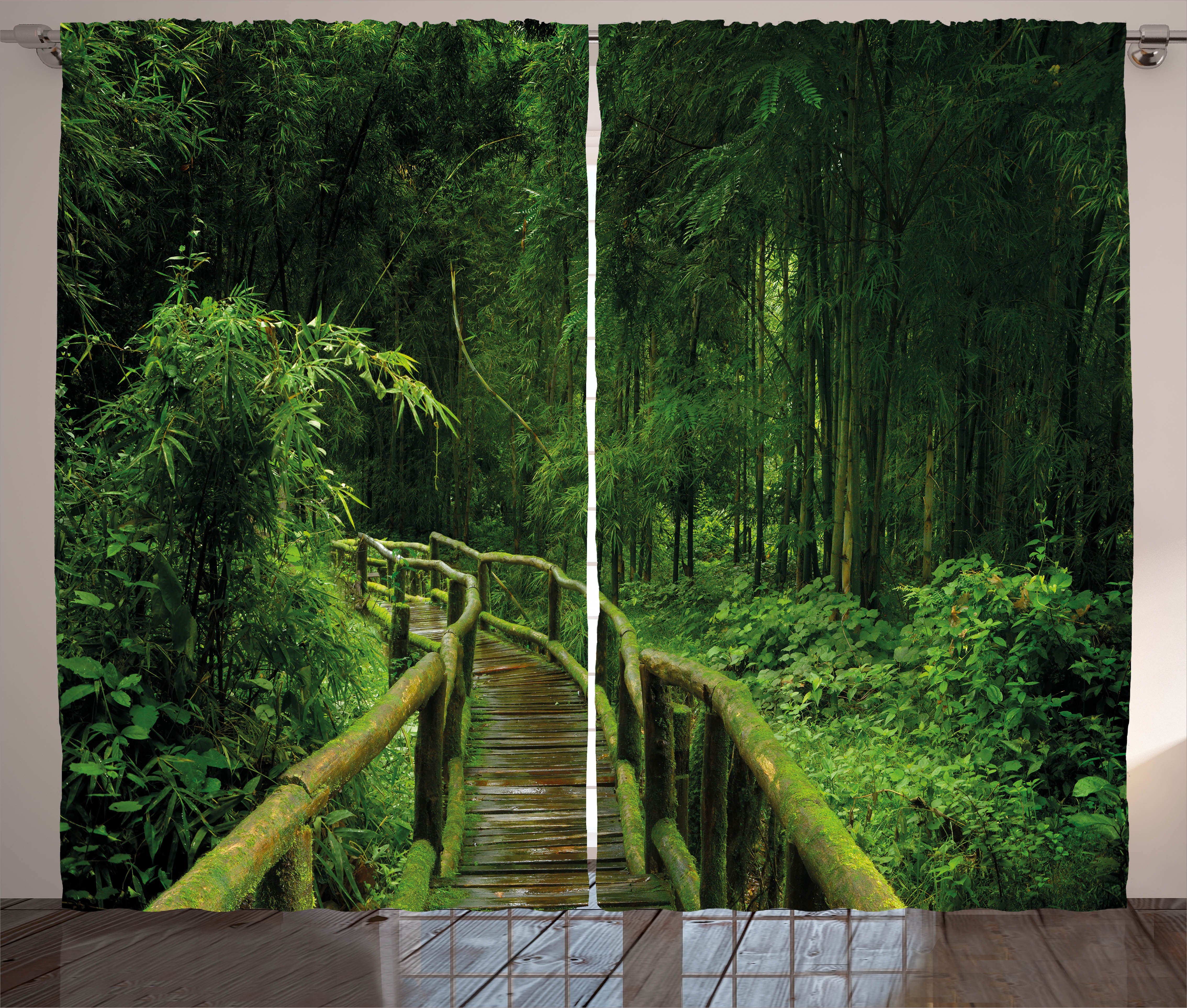 Schlafzimmer Tropical Urwald mit Vorhang Gardine Haken, Schlaufen und Thailand Kräuselband Wald Abakuhaus,