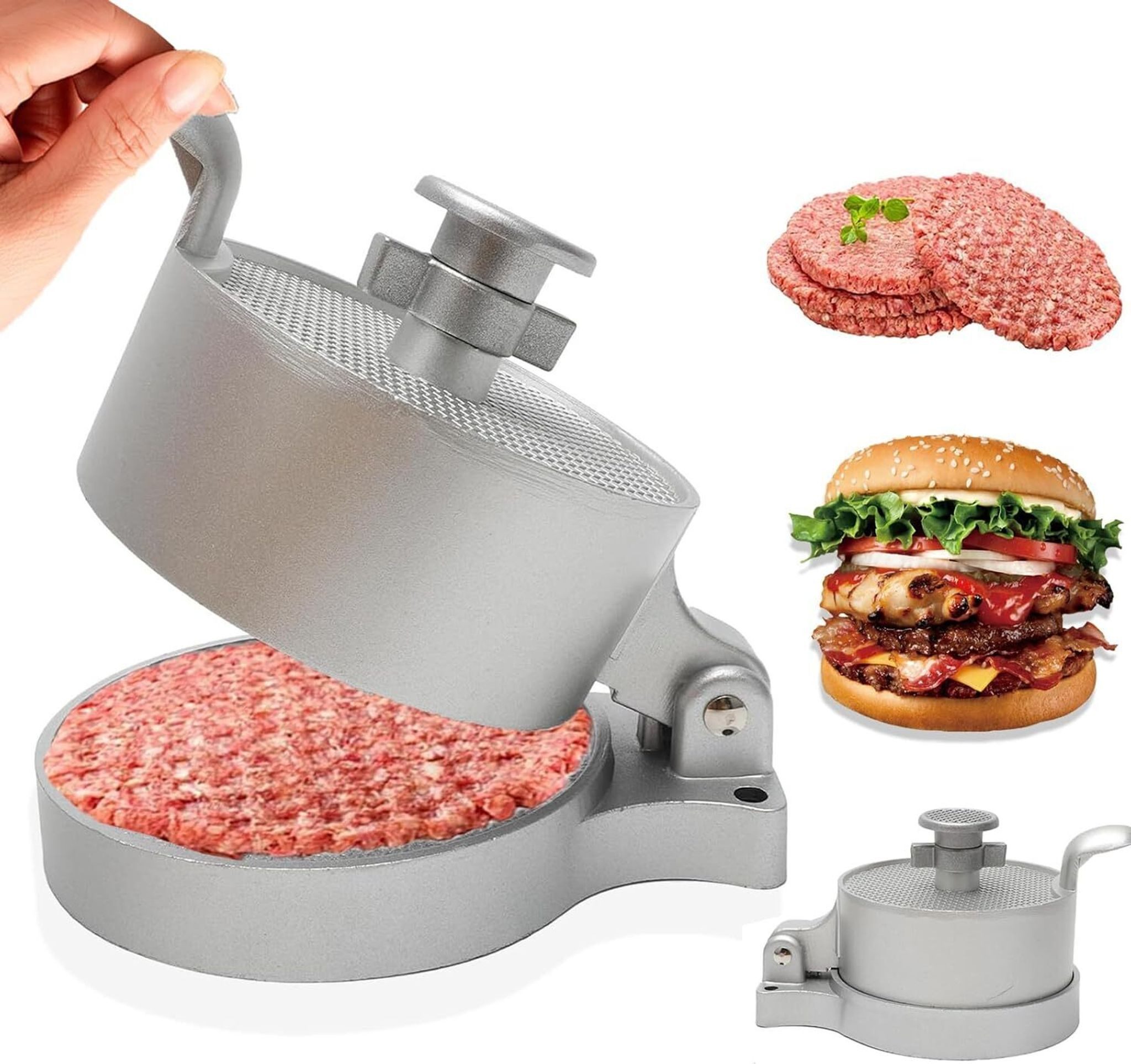 FELIXLEO Burgerpresse Hochwertige Burgerpresse aus Aluguss für perfekte Fleisch Patties (1 St)