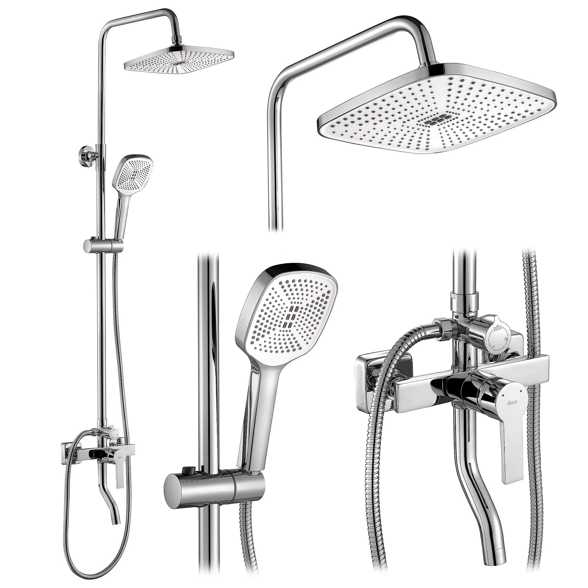 wohnwerk.idee Duschsystem Design Duscharmatur mit Regenbrause und Handbrause