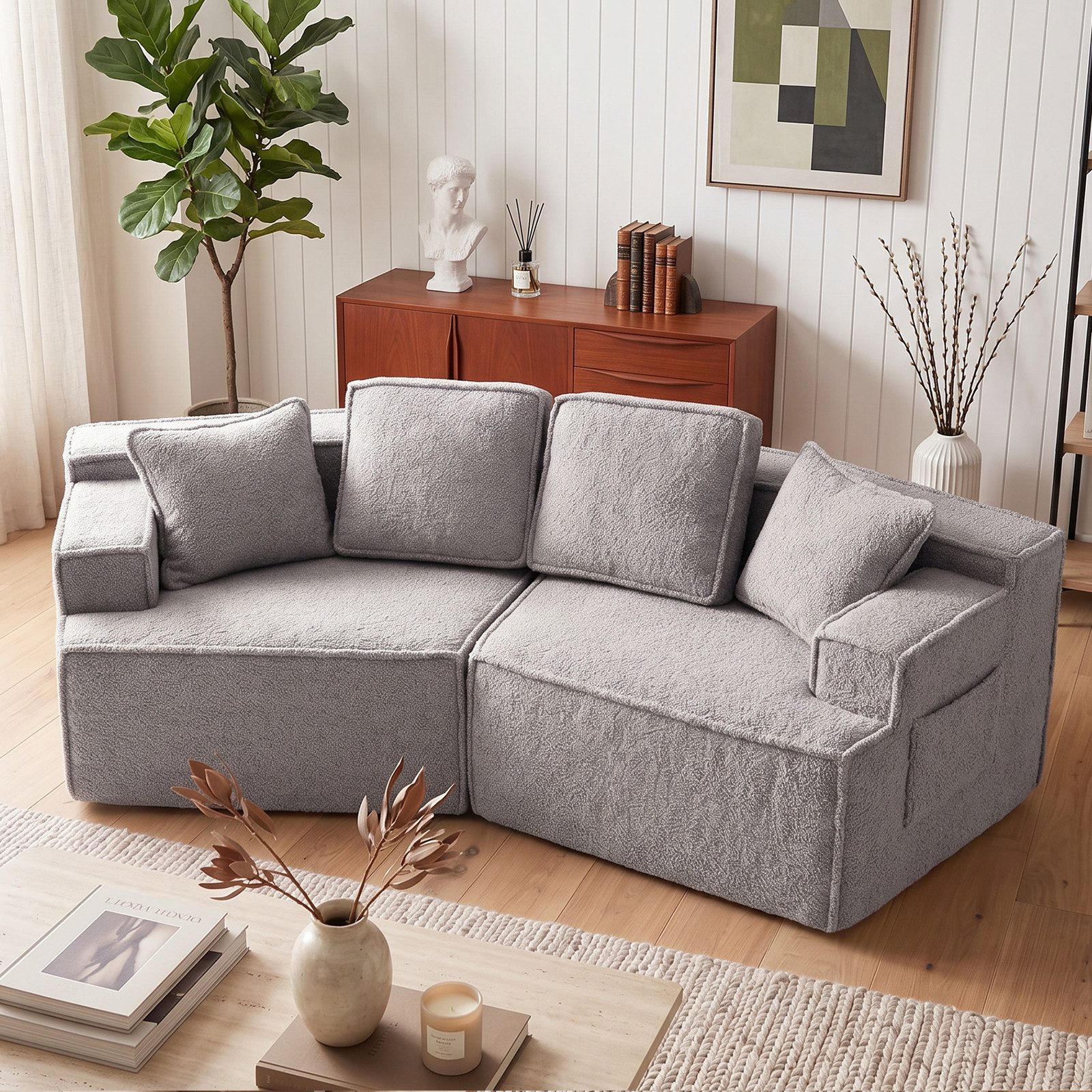 COMHOMA Sofa modulares Schlafsofa, Polstersofa, 3-Sitzer Sofa, Sektionscouch, Keine Montage erforderlich, mit Aufbewahrungstasche, schlaffunktion