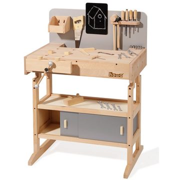 howa Spielwerkbank, Kinderwerkbank aus Holz mit Werkzeugkiste und 32 tlg. Werkzeugset