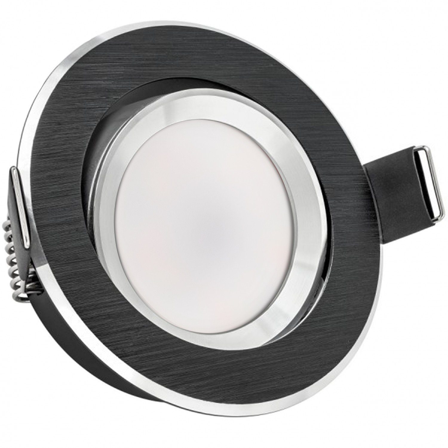 Einbaustrahler LEDANDO flach Einbaustrahler Leuchtmittel LED LED 5W von mit schwarz extra in Set