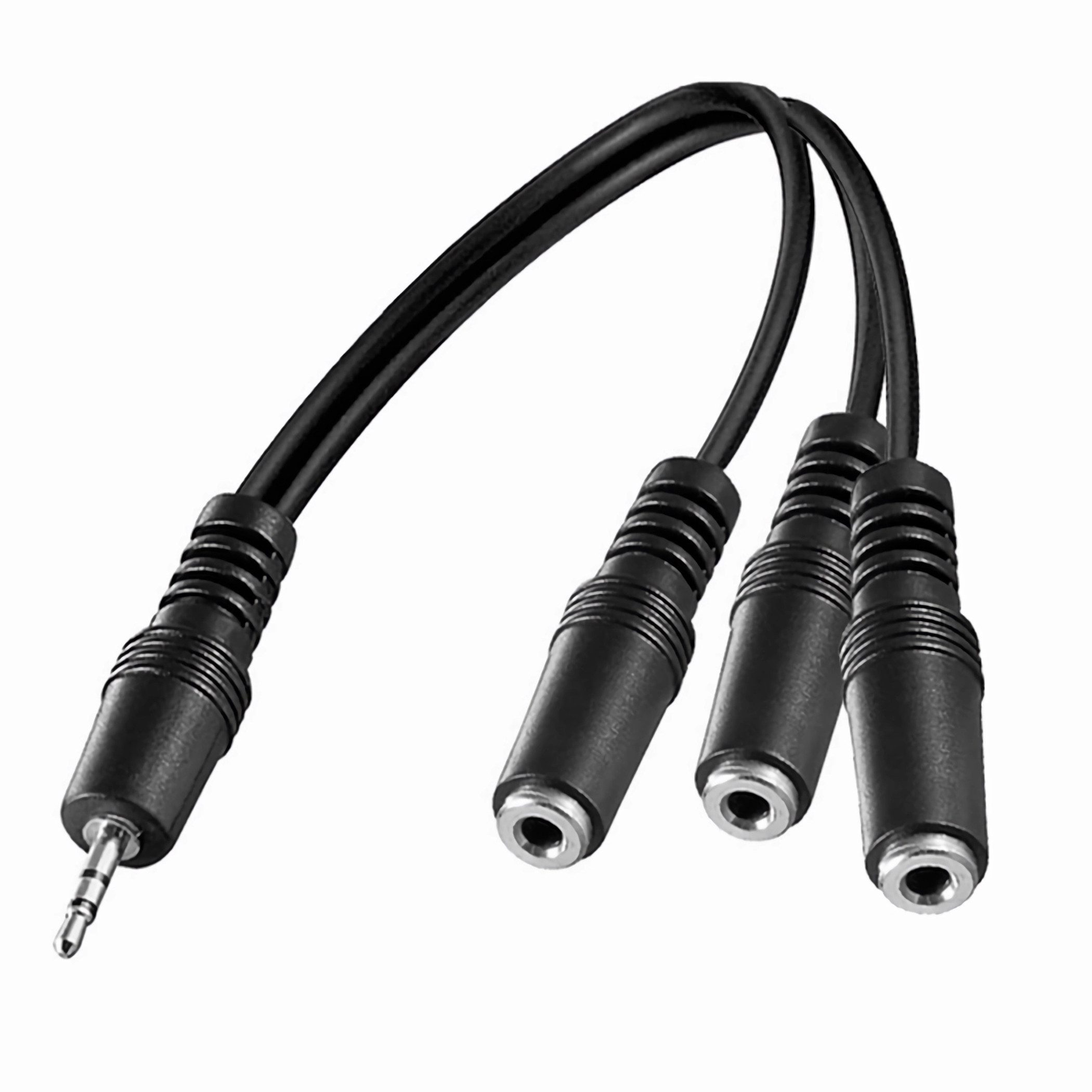 Bolwins F57 3,5mm Audio Splitter Adapter – 3x Klinke Verteiler für PC Handy Audio-Kabel, 3,5mm Stereo Klinkenstecker, AUX Line In kompatibel, 3x 3,5mm Stereo Klinkenbuchse, für Kopfhörer oder Lautsprecher, Audio-Verteiler Gleichzeitiger Anschluss mehrerer