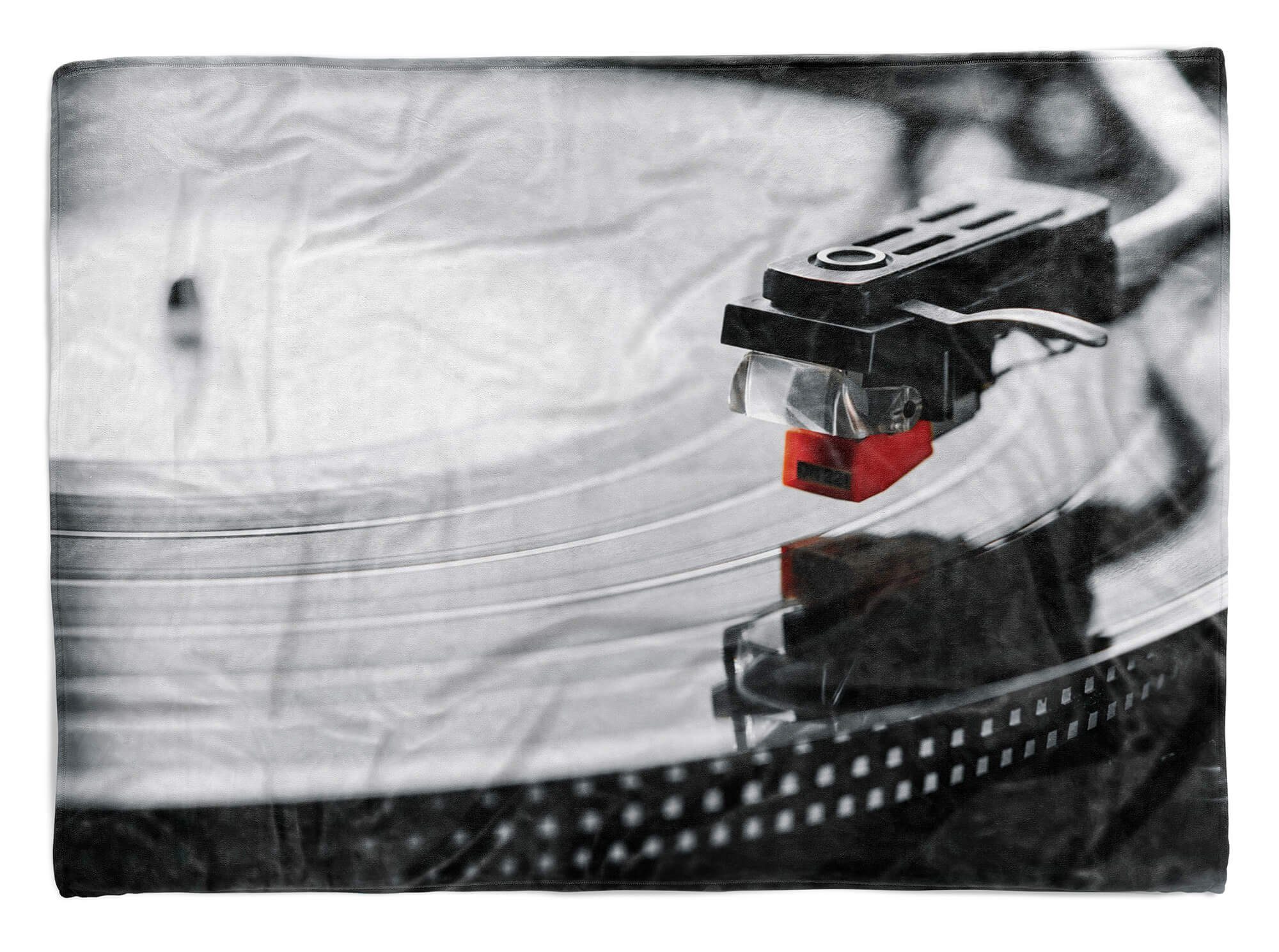 Art Schallplatt, Kuscheldecke mit Tonarm Handtuch Fotomotiv Baumwolle-Polyester-Mix (1-St), Handtücher Saunatuch Sinus Handtuch Strandhandtuch