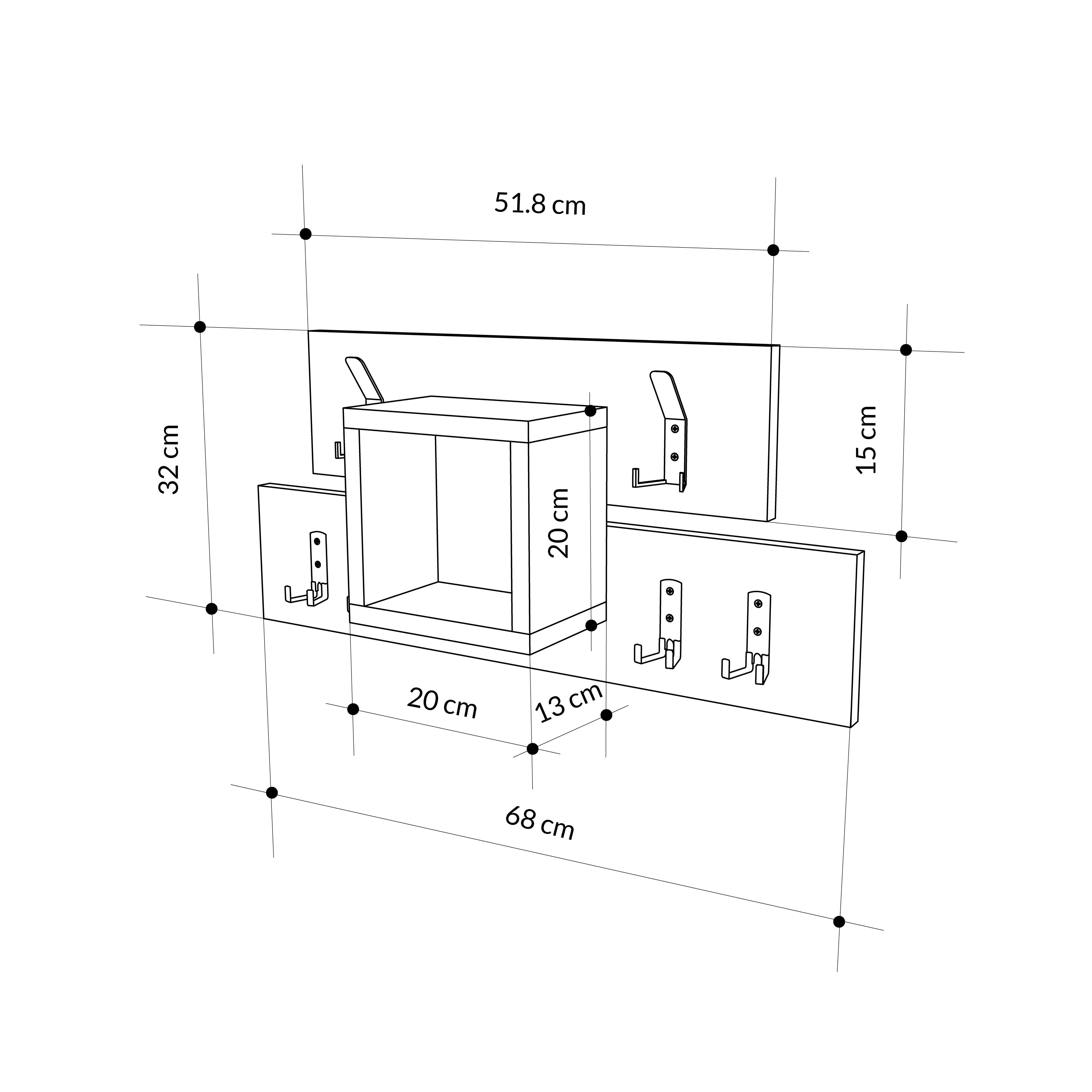 Decortie Kleiderhaken Lumina, Wand, 68 x 14.80 x 32cm