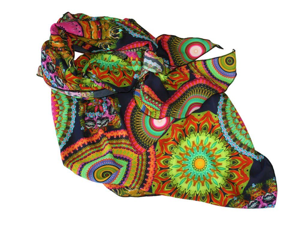 Dreieckstuch AVANT GARDE Dreieckstuch Bunt Mandala Schwarz Schal Halstuch Tuch