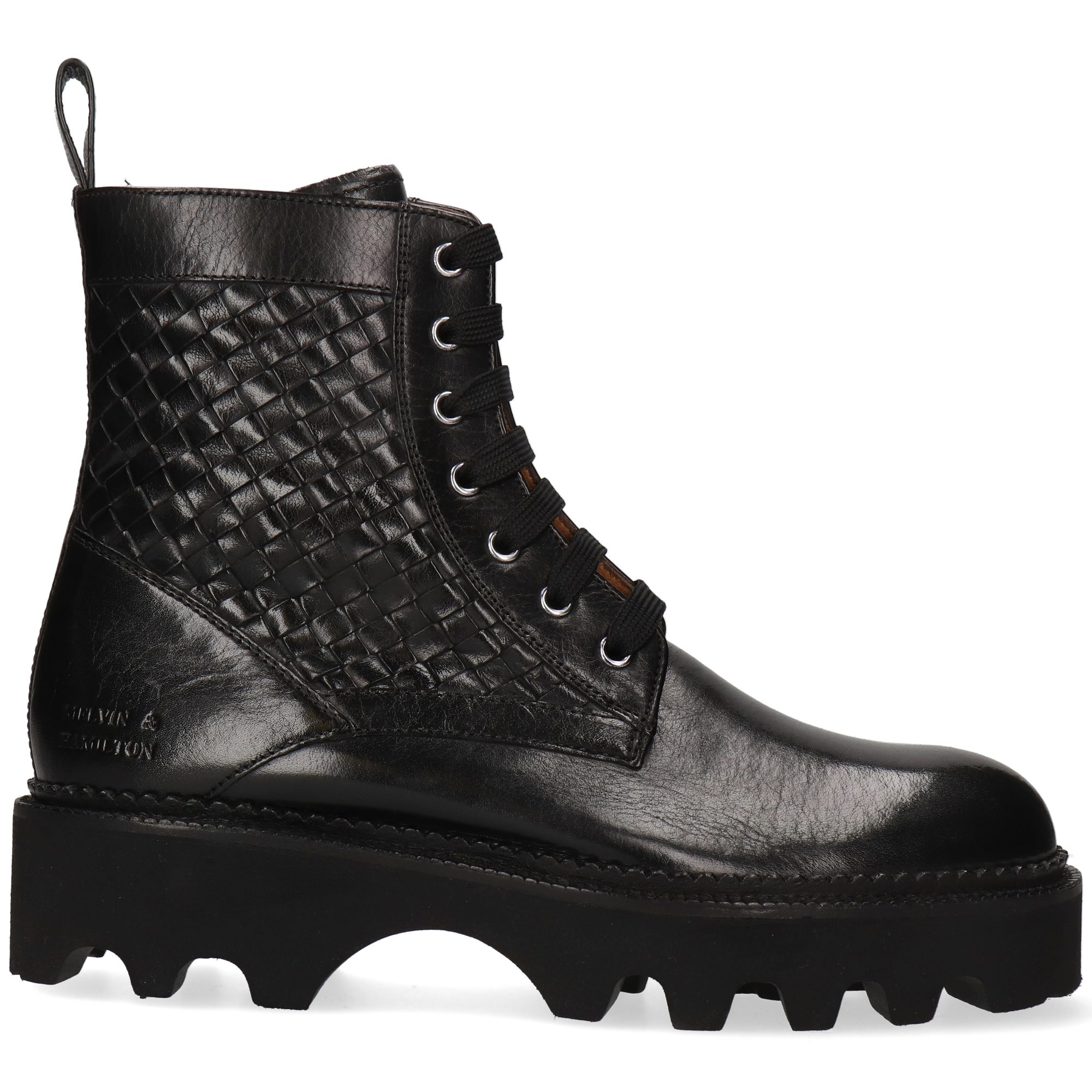 Melvin & Hamilton Maria 18 Leder-Schnürstiefeletten für Damen Stiefelette Plateausohlen, Echtes Leder, Vegetabile Gerbung, Von Hand geflochten