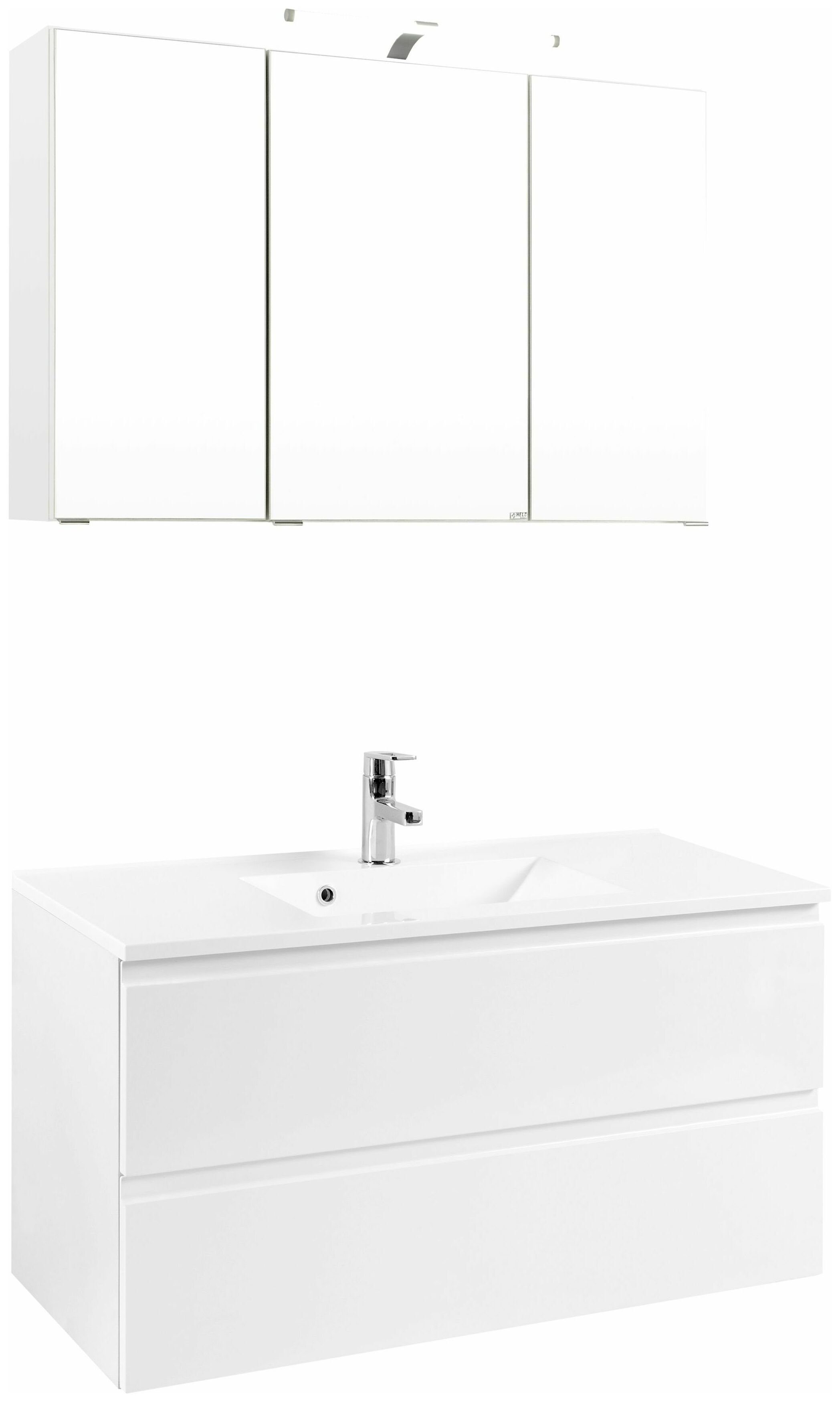 HELD MÖBEL Badmöbel-Set Waschtisch - Set Cardiff 100 cm weiß/hochglanz weiß