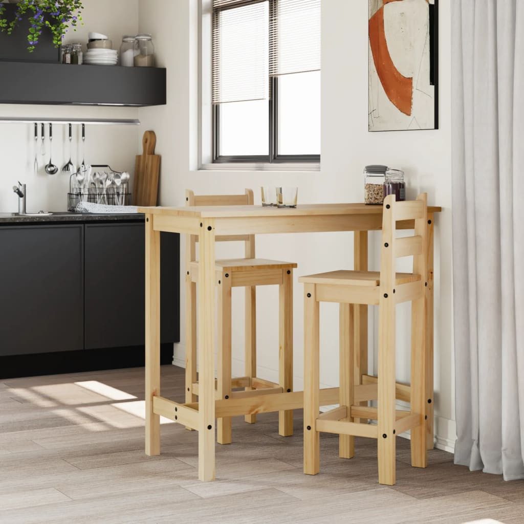 furnicato Bargruppe Bar-Set aus massivem Kiefernholz Honigwachs 112x57x101 cm Tisch, 37x38, (1-tlg), Sitzgruppe mit ergonomischer Rückenlehne und integrierter Fußstütze